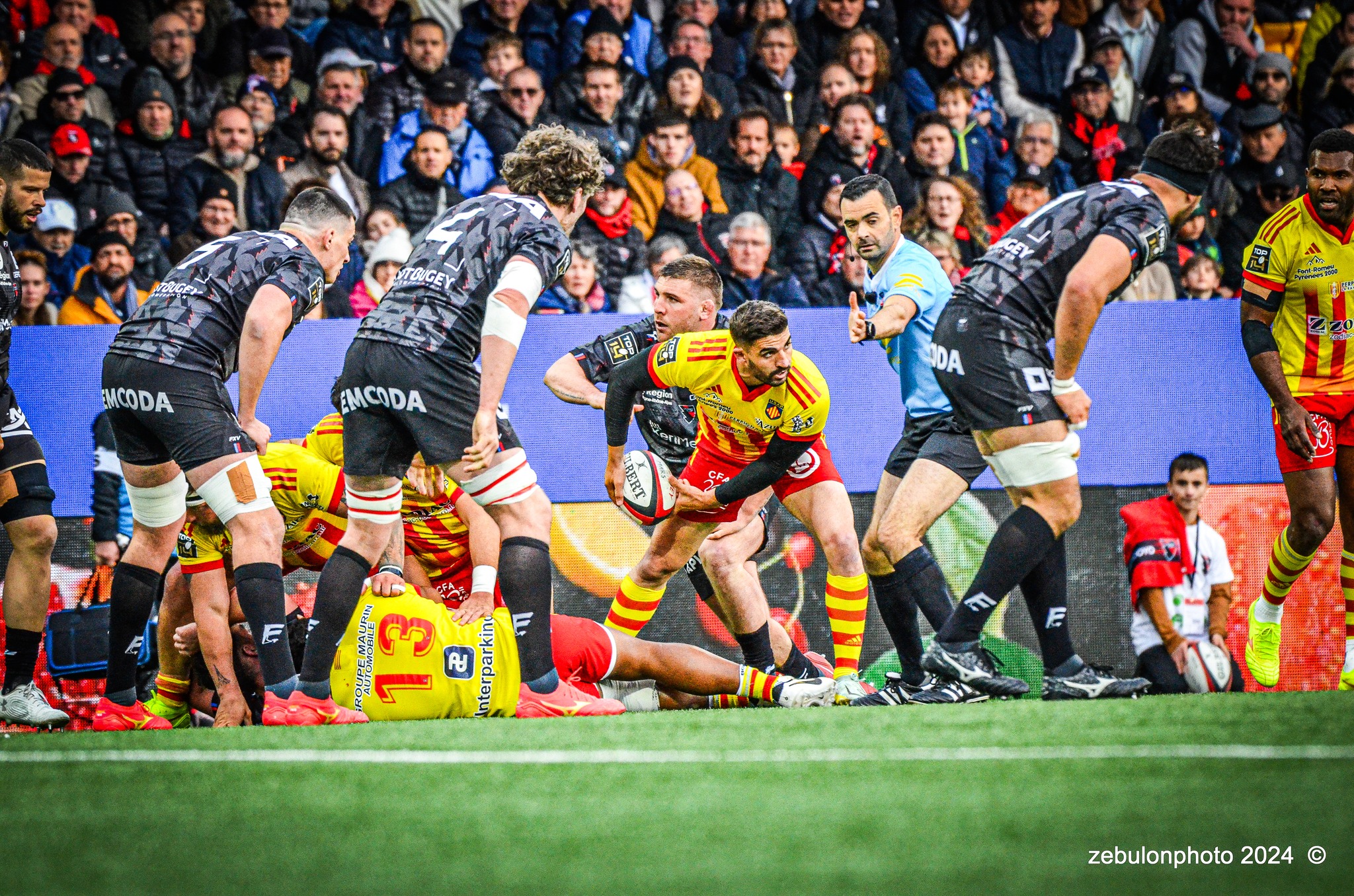  US Oyonnax Rugby - US Arlequins Perpignanais - Rugby - FFR - 2024 Top14 - Oyonnax (14) vs (15) USAP (#FFR24T14OYPP03) Photo by: Photo Zebulon | Siuxy Sports 2024-03-23