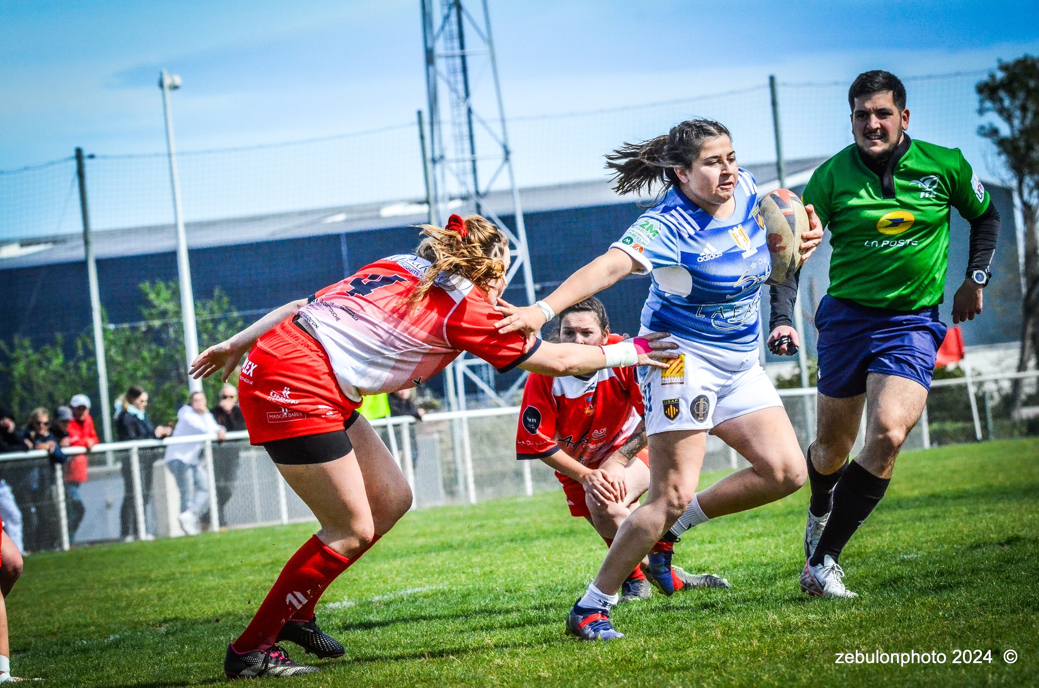  US Arlequins Perpignanais - RO Castelnaudary - Rugby - FFR 2024 - Fed 2 Fém - USAP XV (55) vs (7) RO Castelnaudary     (#FFR24F2FPERCAS03) Photo by: Photo Zebulon | Siuxy Sports 2024-03-30