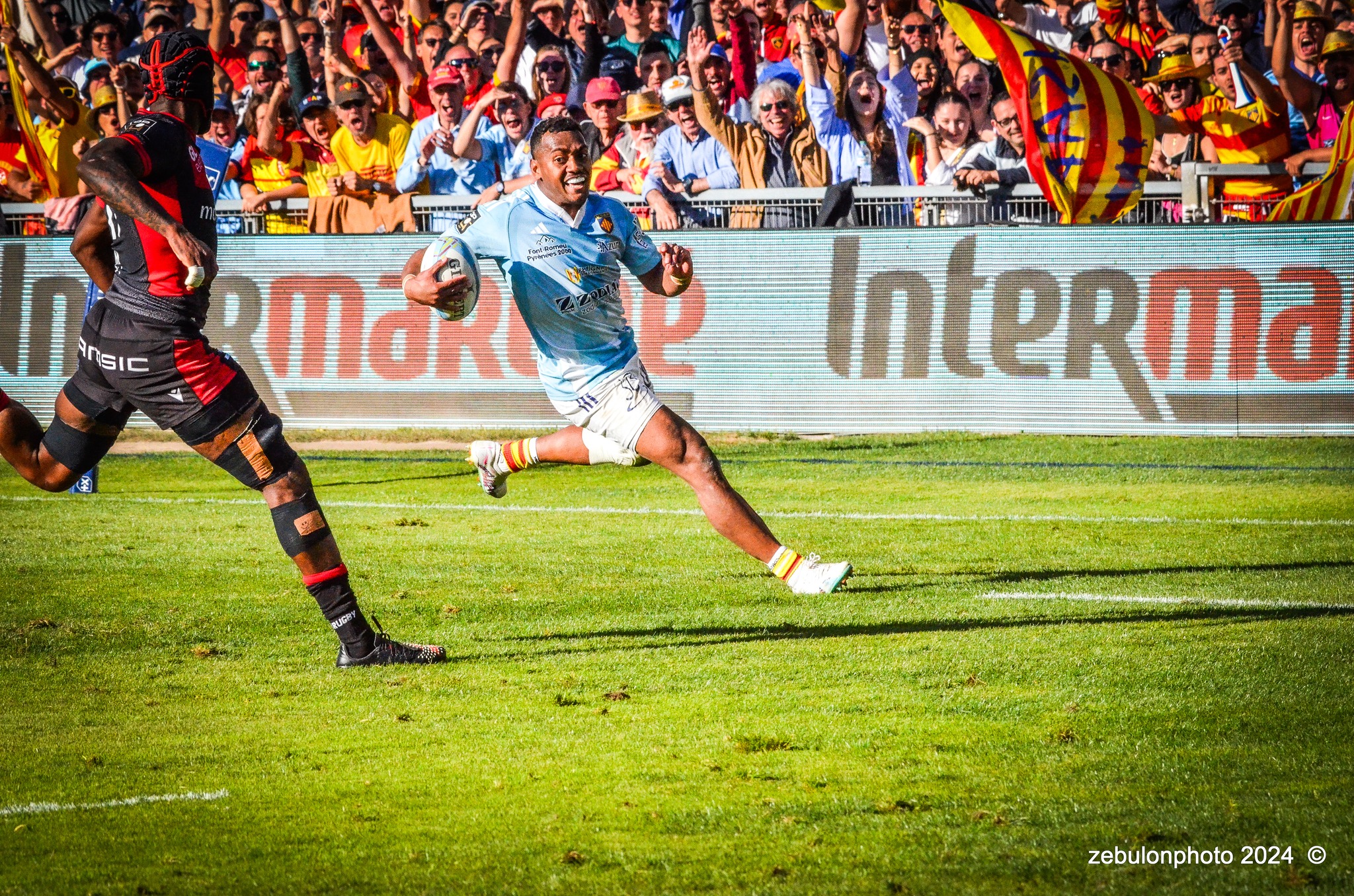  US Arlequins Perpignanais - Lyon Olympique Universitaire - Rugby - FFR 2024 - TOP14 - USAP (51) VS (20) LOU (#FFR24T14USALOU04) Photo by: Photo Zebulon | Siuxy Sports 2024-04-20