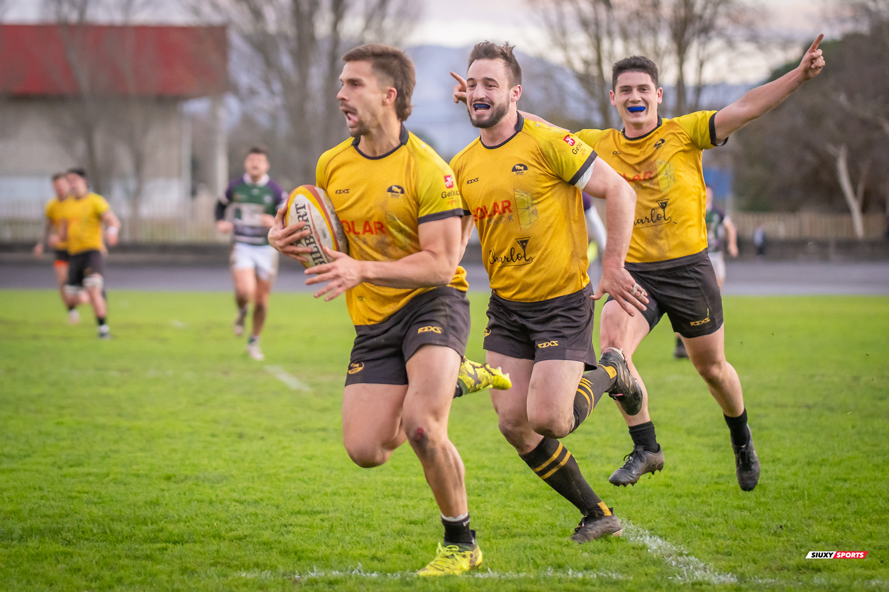 Peio ARRATE ZELAIA - Jon Ander CALVO DE LA QUINTANA - Juan Cruz RODRIGUEZ HERRERA -  Getxo Artea Rugby Taldea - Club Rugby Málaga - Rugby - FER 2024 - DHB - Getxo RT (52) vs (10) CR Malaga (#FER24DGBGETMAL02) Photo by: Fredy Monfoto | Siuxy Sports 2024-02-10