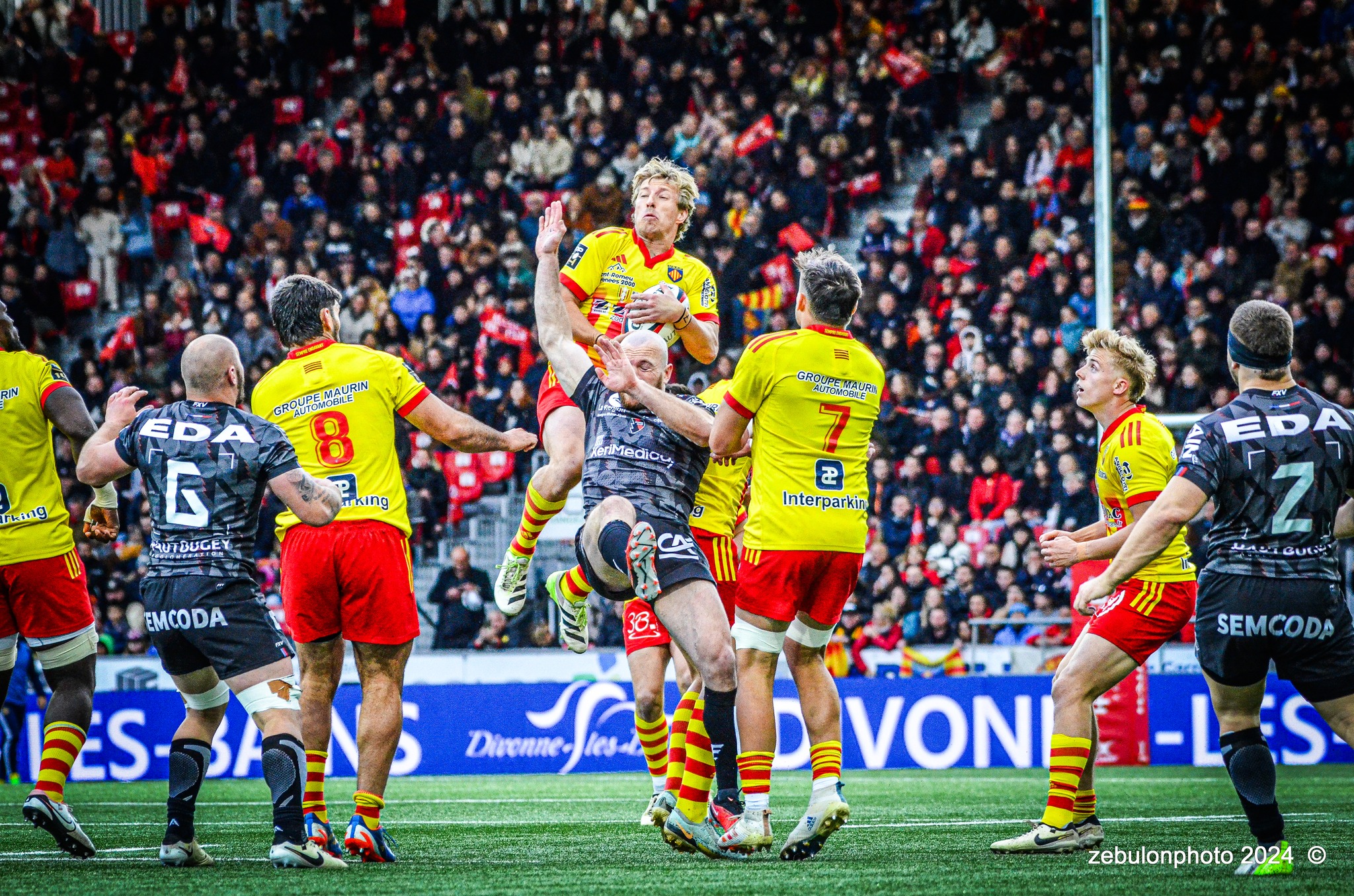  US Oyonnax Rugby - US Arlequins Perpignanais - Rugby - FFR - 2024 Top14 - Oyonnax (14) vs (15) USAP (#FFR24T14OYPP03) Photo by: Photo Zebulon | Siuxy Sports 2024-03-23