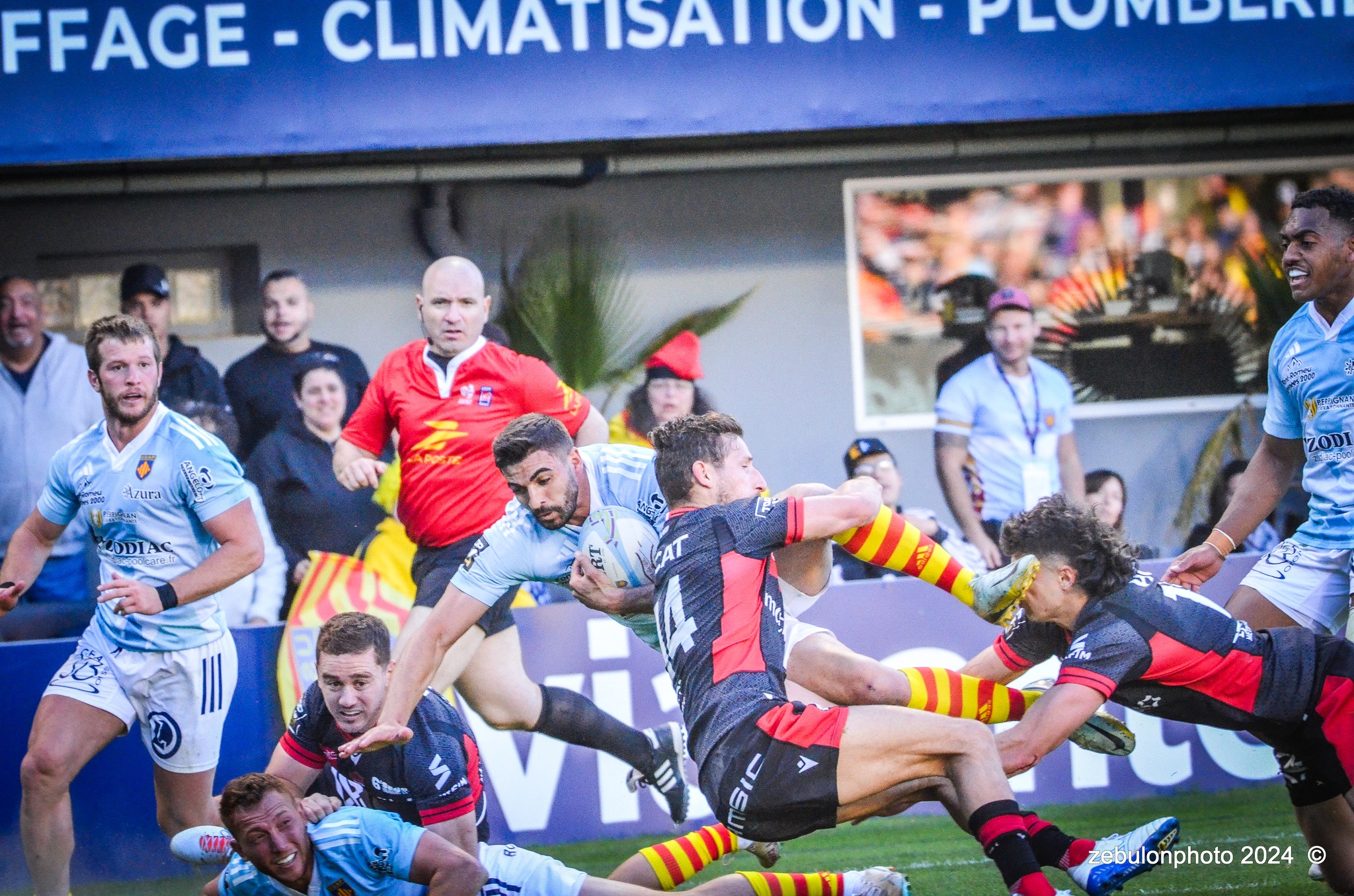  US Arlequins Perpignanais - Lyon Olympique Universitaire - Rugby - FFR 2024 - TOP14 - USAP (51) VS (20) LOU (#FFR24T14USALOU04) Photo by: Photo Zebulon | Siuxy Sports 2024-04-20