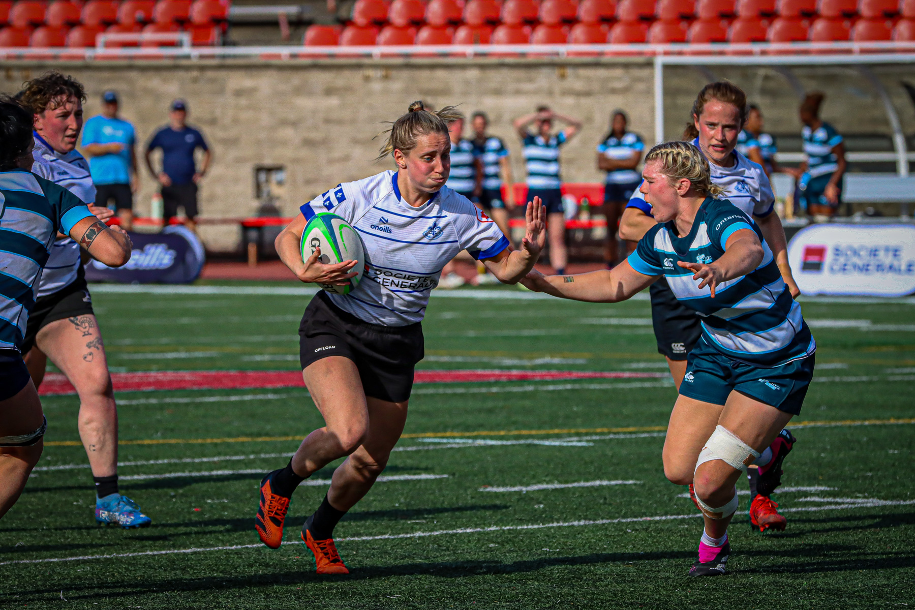  Équipe féminine - Rugby Québec - Ontario Blues (w) - Rugby - QORC-CROQ 2024 - FINALS - QUÉBEC EST (37) VS (13) ONTARIO EST - 1ST POSITION - Reel Mayarts (#QORC24QCEONE16) Photo by: Photo Mayarts | Siuxy Sports 2024-06-01