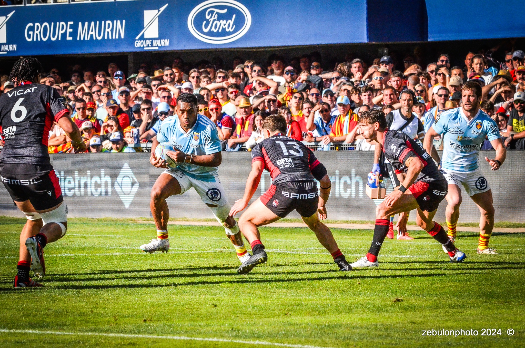  US Arlequins Perpignanais - Lyon Olympique Universitaire - Rugby - FFR 2024 - TOP14 - USAP (51) VS (20) LOU (#FFR24T14USALOU04) Photo by: Photo Zebulon | Siuxy Sports 2024-04-20