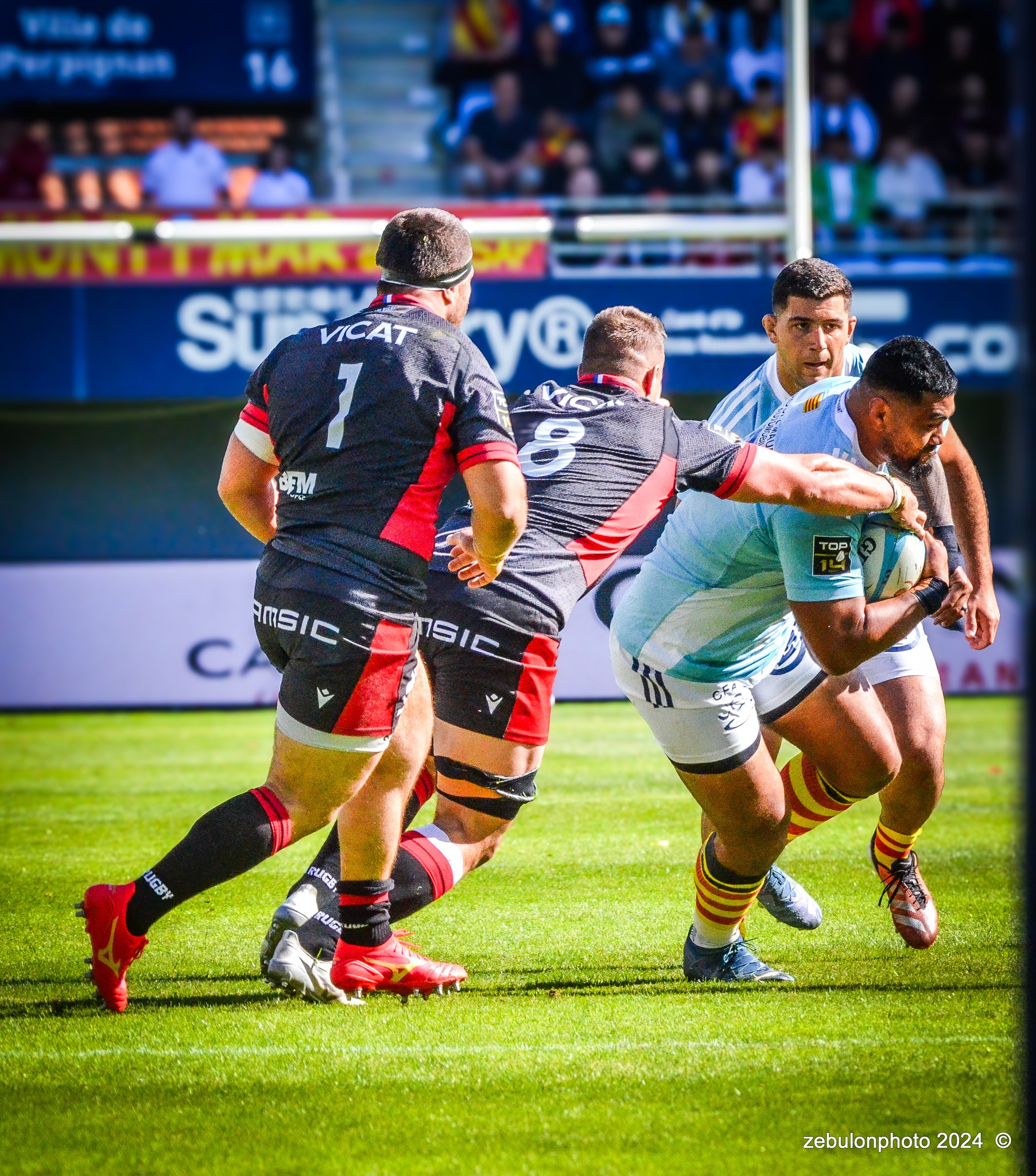 US Arlequins Perpignanais - Lyon Olympique Universitaire - Rugby - FFR 2024 - TOP14 - USAP (51) VS (20) LOU (#FFR24T14USALOU04) Photo by: Photo Zebulon | Siuxy Sports 2024-04-20