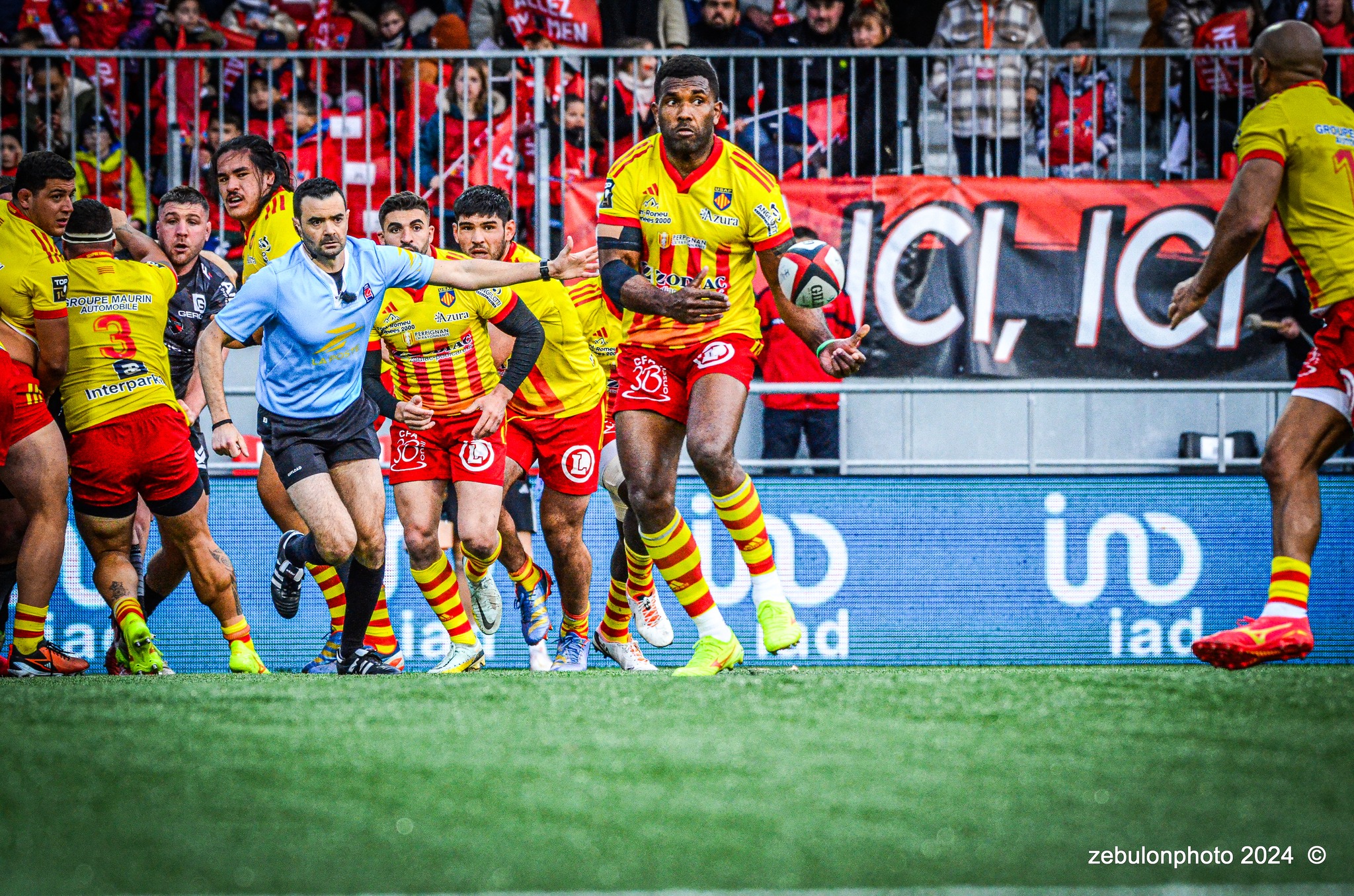  US Oyonnax Rugby - US Arlequins Perpignanais - Rugby - FFR - 2024 Top14 - Oyonnax (14) vs (15) USAP (#FFR24T14OYPP03) Photo by: Photo Zebulon | Siuxy Sports 2024-03-23
