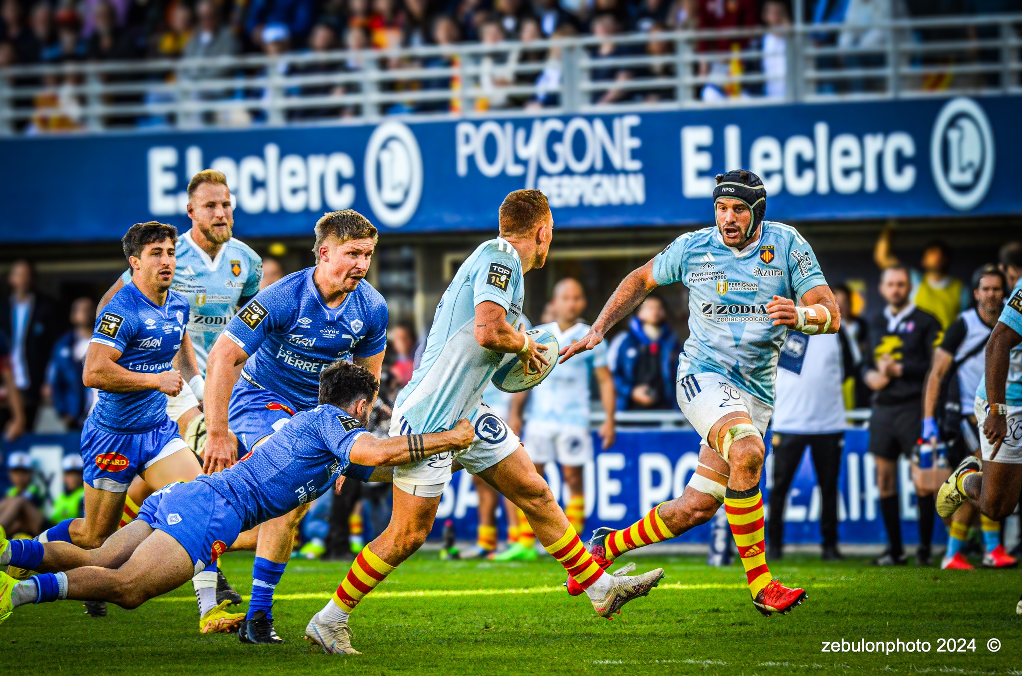  US Arlequins Perpignanais - Castres Olympique - Rugby - FFR 2024 - Top14 - USAP (43) vs (12) Castres  (#FFR24TOPPERCAS03) Photo by: Photo Zebulon | Siuxy Sports 2024-03-30