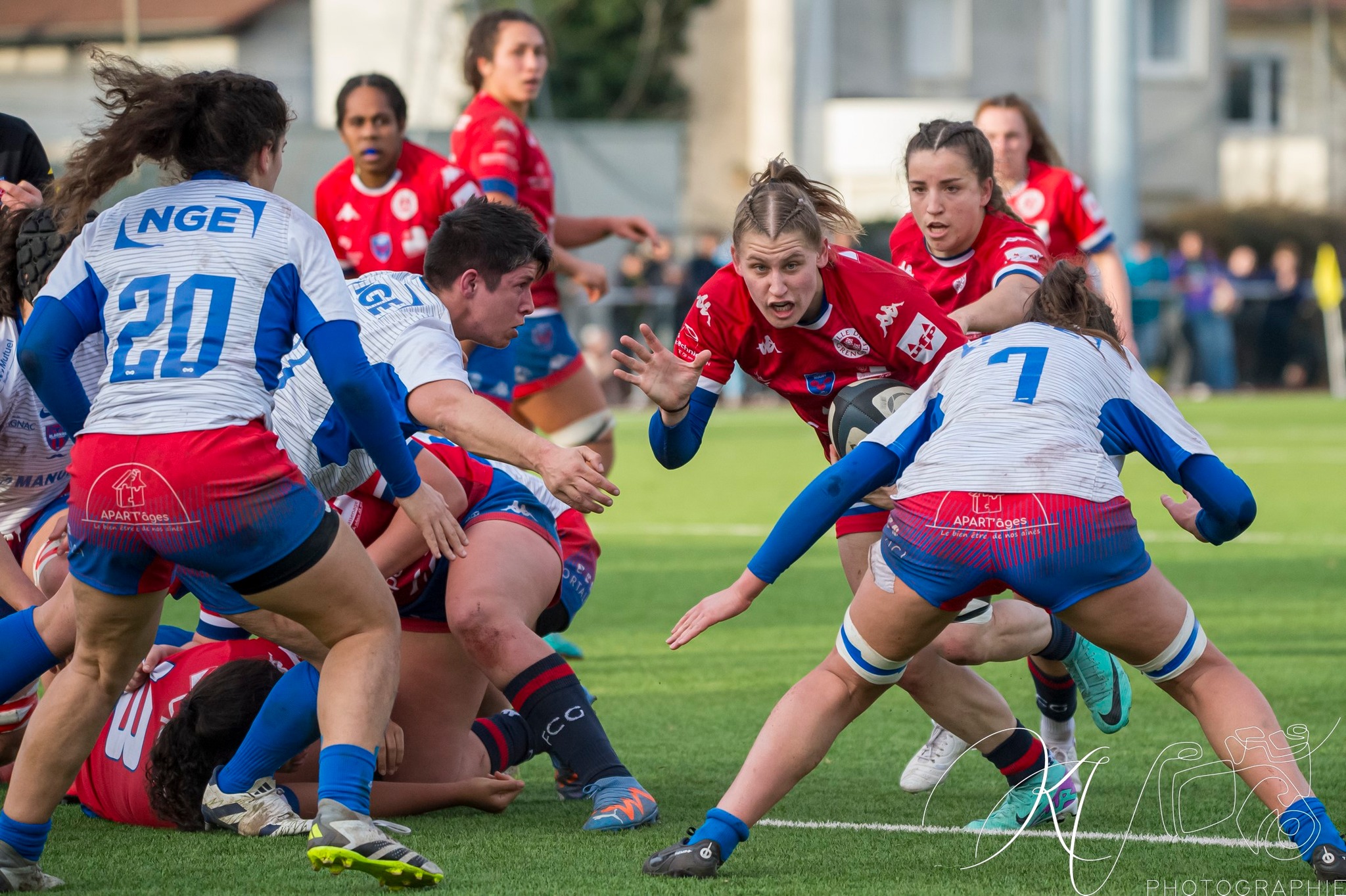 Alexandra CHAMBON - Manaé FELEU - Emeline GROS -  FC Grenoble Rugby - Blagnac - Rugby - 2024 Élite 1 Féminine - FC Grenoble Amazones (18)  vs (13) Blagnac (#E1G24FCGBLA02) Photo by: Karine Valentin | Siuxy Sports 2024-02-18
