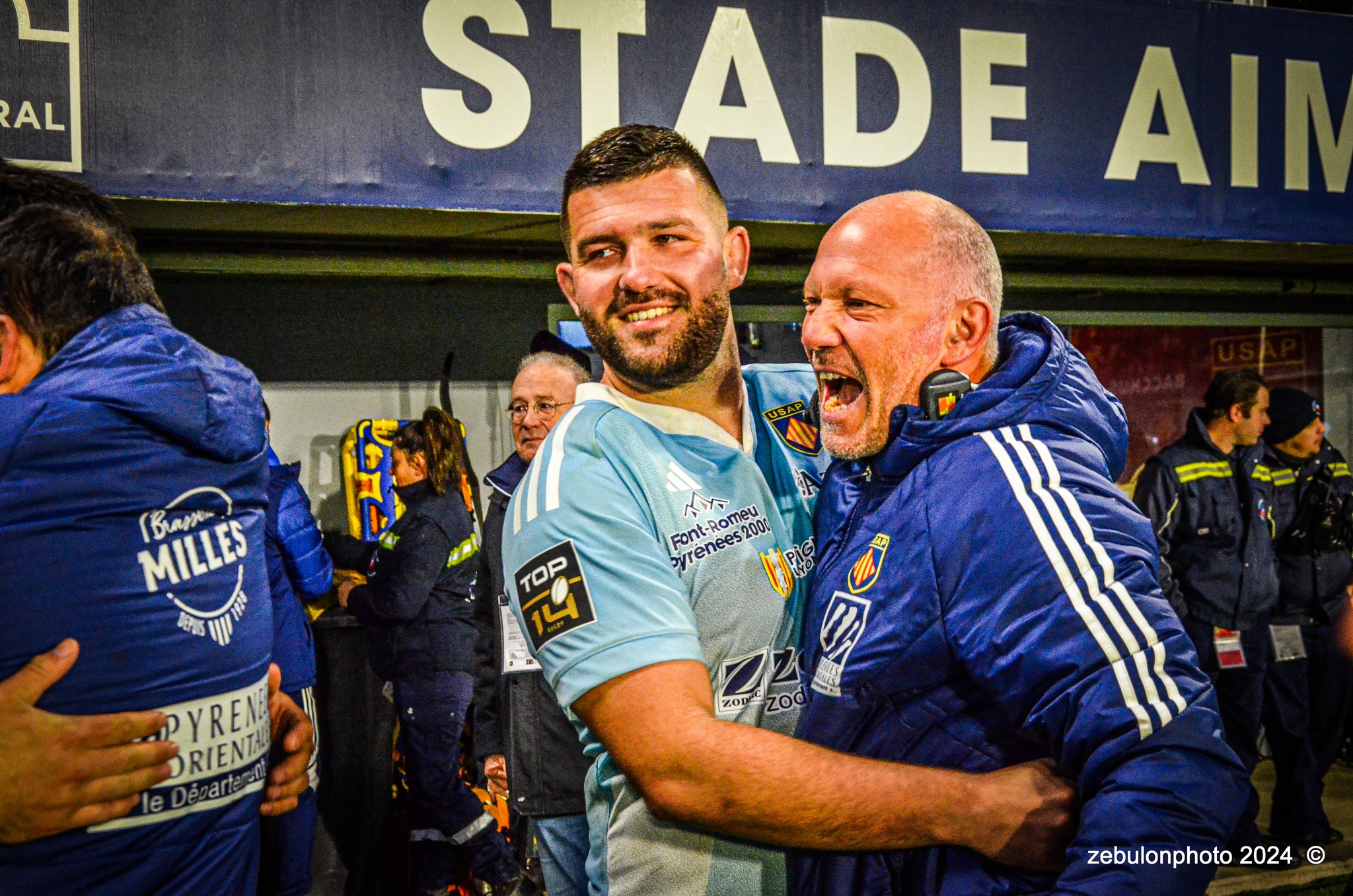  US Arlequins Perpignanais - Stade Rochelais - Rugby - TOP 14 - Perpignan (27) vs (15) La Rochelle (#TOP12USAPSR02) Photo by: Photo Zebulon | Siuxy Sports 2024-02-24