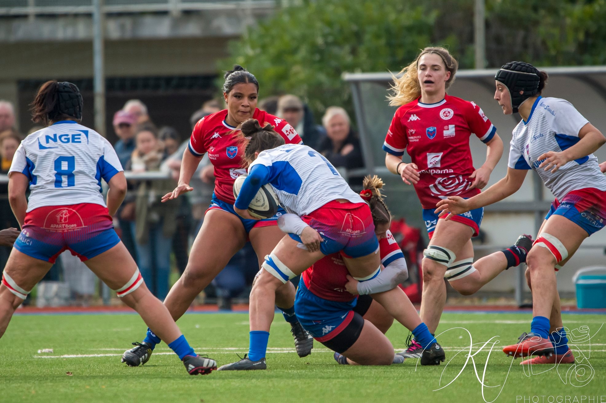 Lea CHAMPON - Ambre MWAYEMBE -  FC Grenoble Rugby - Blagnac - Rugby - 2024 Élite 1 Féminine - FC Grenoble Amazones (18)  vs (13) Blagnac (#E1G24FCGBLA02) Photo by: Karine Valentin | Siuxy Sports 2024-02-18
