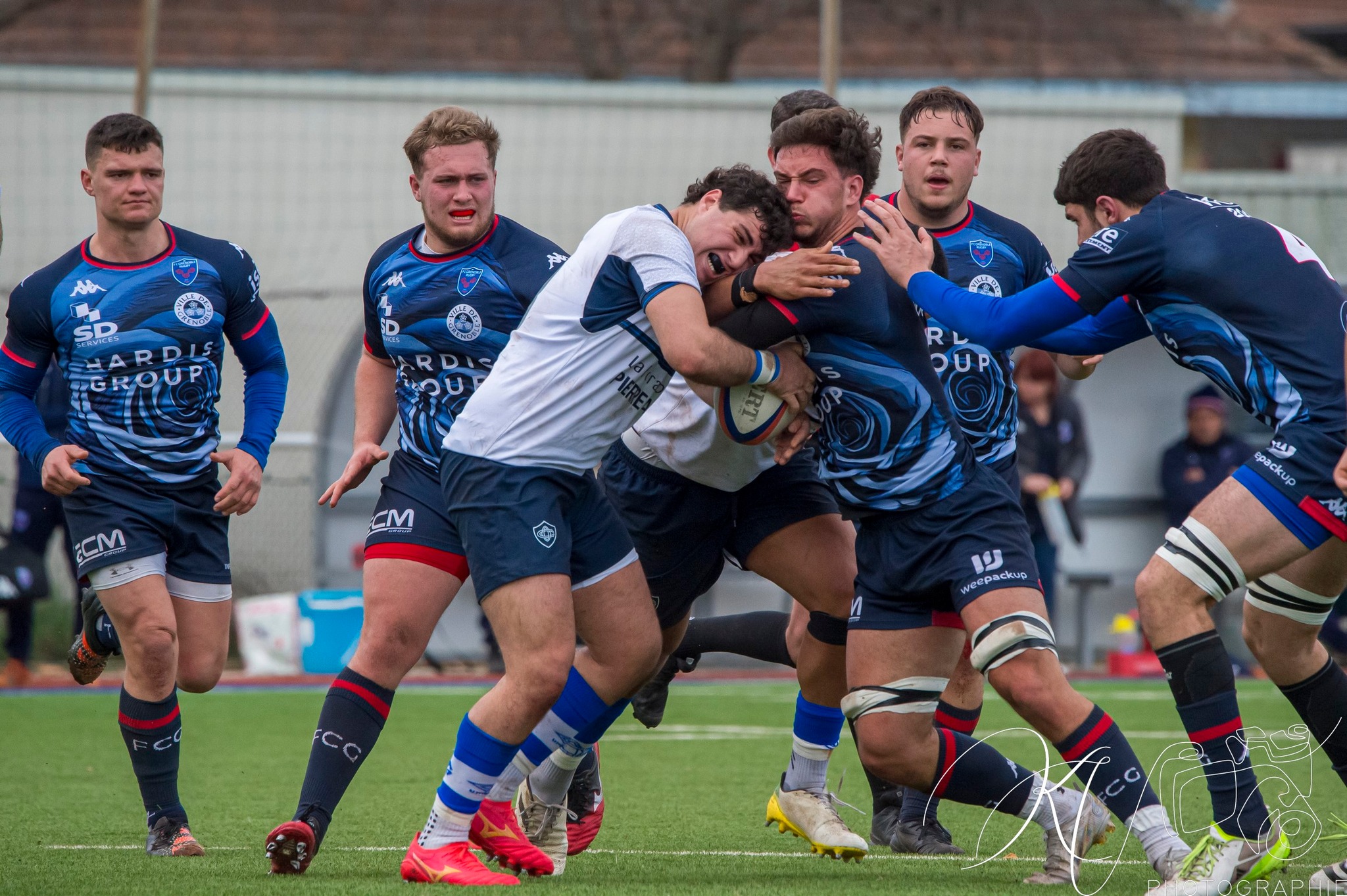 Valentin BERRUYER - Kélian BOISSIER - Quentin DUBOIS - Theo LAVOINE -  FC Grenoble Rugby - Castres Olympique - Rugby - 2024 Espoirs - FC Grenoble (53) vs (32) Castres Olympique (#ESP24FCGCAS02) Photo by: Karine Valentin | Siuxy Sports 2024-02-17