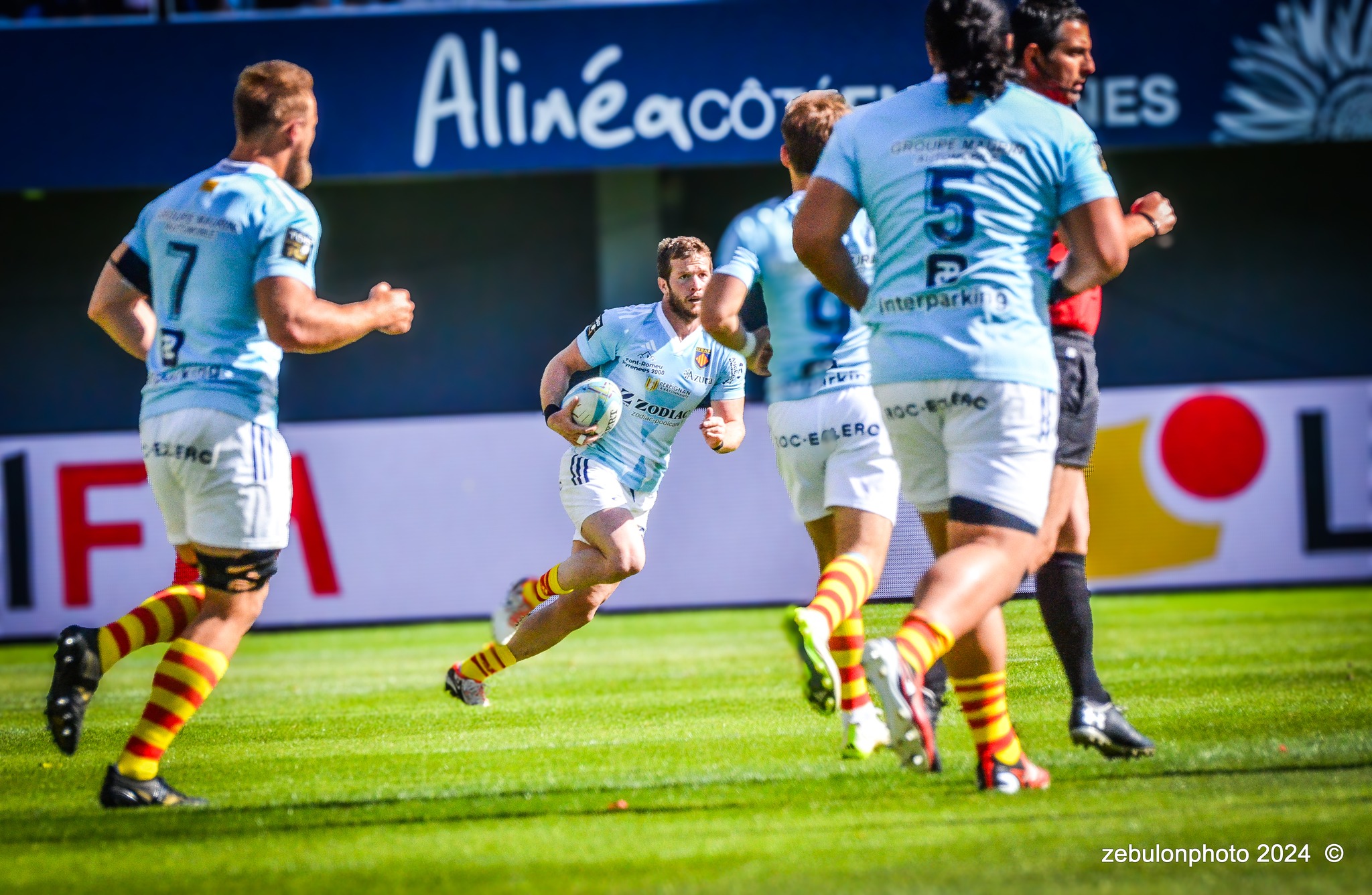  US Arlequins Perpignanais - Lyon Olympique Universitaire - Rugby - FFR 2024 - TOP14 - USAP (51) VS (20) LOU (#FFR24T14USALOU04) Photo by: Photo Zebulon | Siuxy Sports 2024-04-20