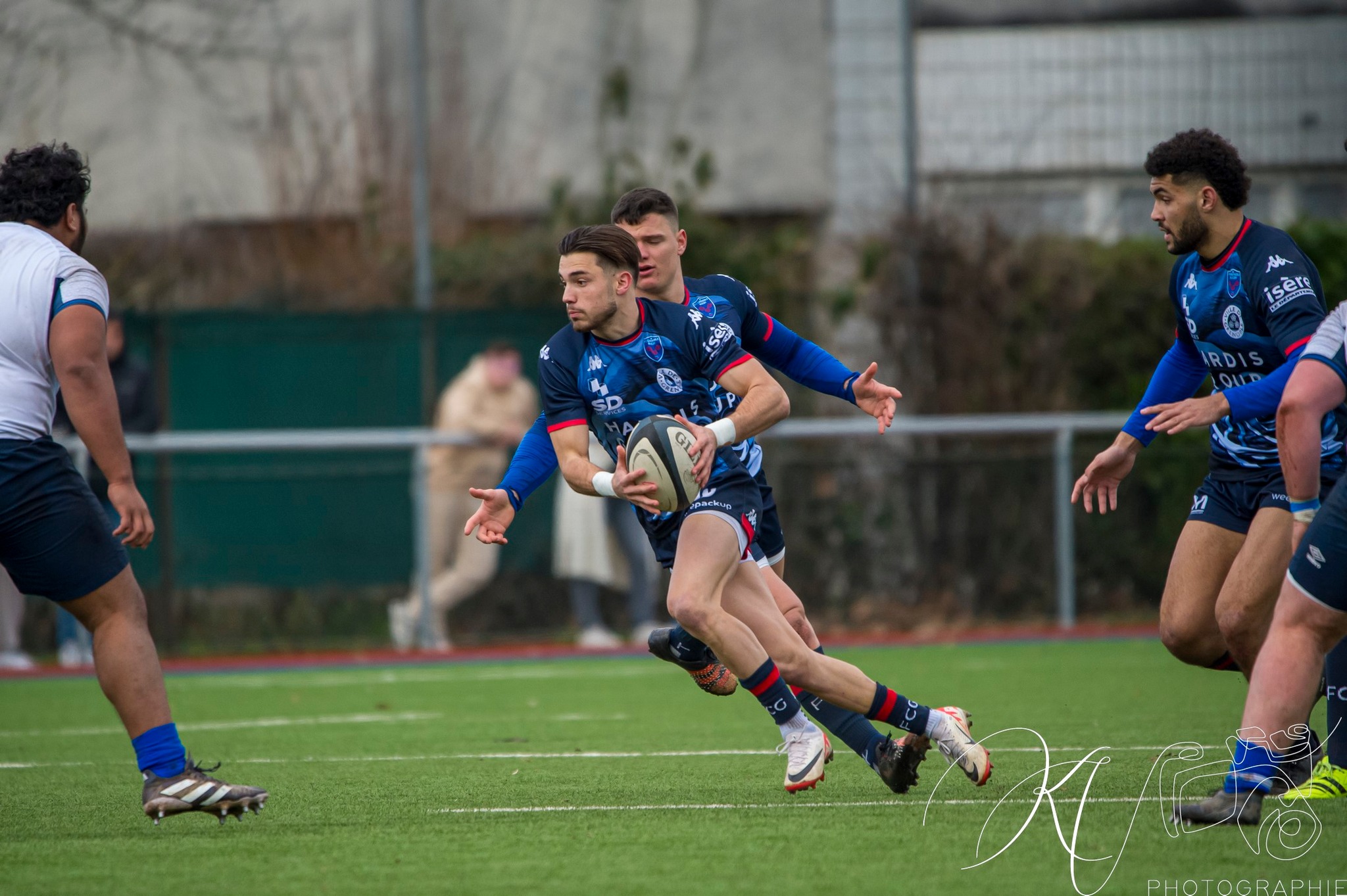 Mathis BARET - Kélian BOISSIER - Hugo TROUILLOUD -  FC Grenoble Rugby - Castres Olympique - Rugby - 2024 Espoirs - FC Grenoble (53) vs (32) Castres Olympique (#ESP24FCGCAS02) Photo by: Karine Valentin | Siuxy Sports 2024-02-17