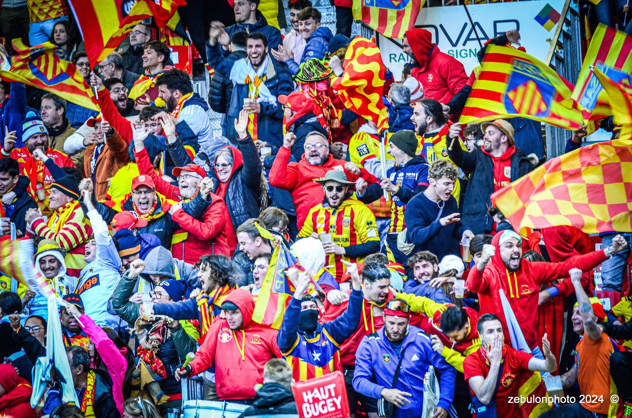  US Oyonnax Rugby - US Arlequins Perpignanais - Rugby - FFR - 2024 Top14 - Oyonnax (14) vs (15) USAP (#FFR24T14OYPP03) Photo by: Photo Zebulon | Siuxy Sports 2024-03-23