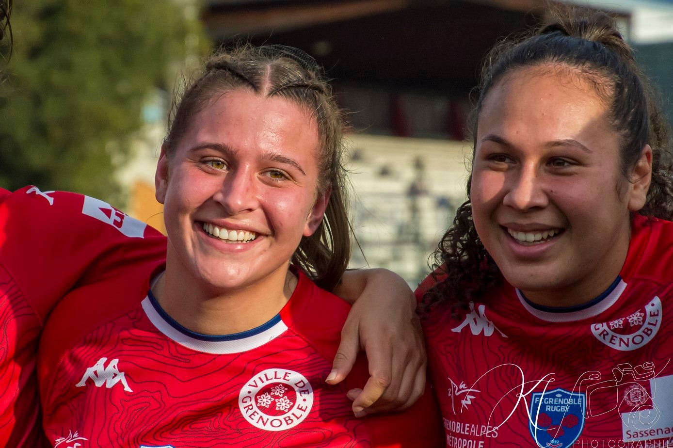 Téani FELEU - Lou MINGOLO -  FC Grenoble Rugby - Blagnac - Rugby - 2024 Élite 1 Féminine - FC Grenoble Amazones (18)  vs (13) Blagnac (#E1G24FCGBLA02) Photo by: Karine Valentin | Siuxy Sports 2024-02-18