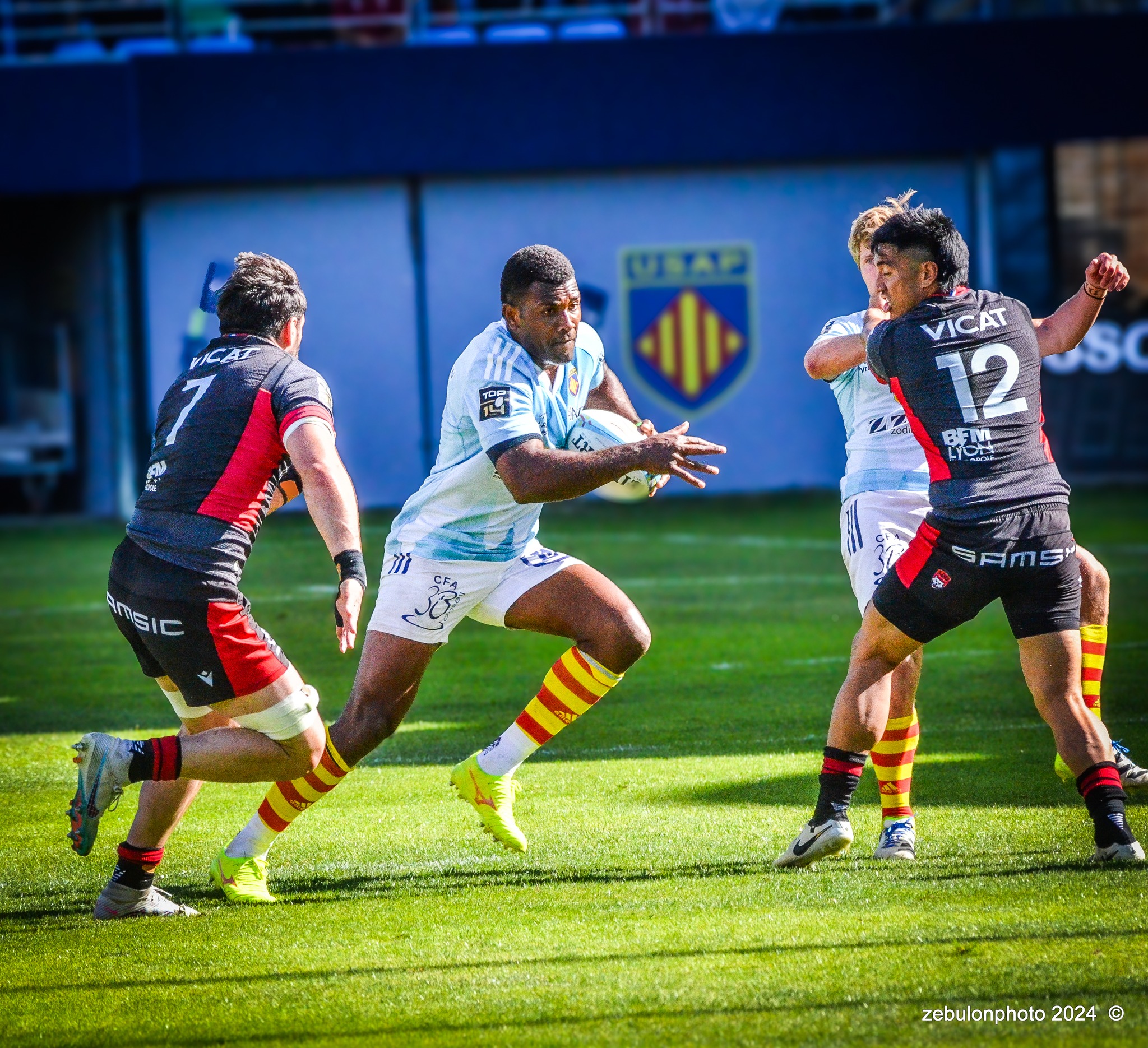  US Arlequins Perpignanais - Lyon Olympique Universitaire - Rugby - FFR 2024 - TOP14 - USAP (51) VS (20) LOU (#FFR24T14USALOU04) Photo by: Photo Zebulon | Siuxy Sports 2024-04-20