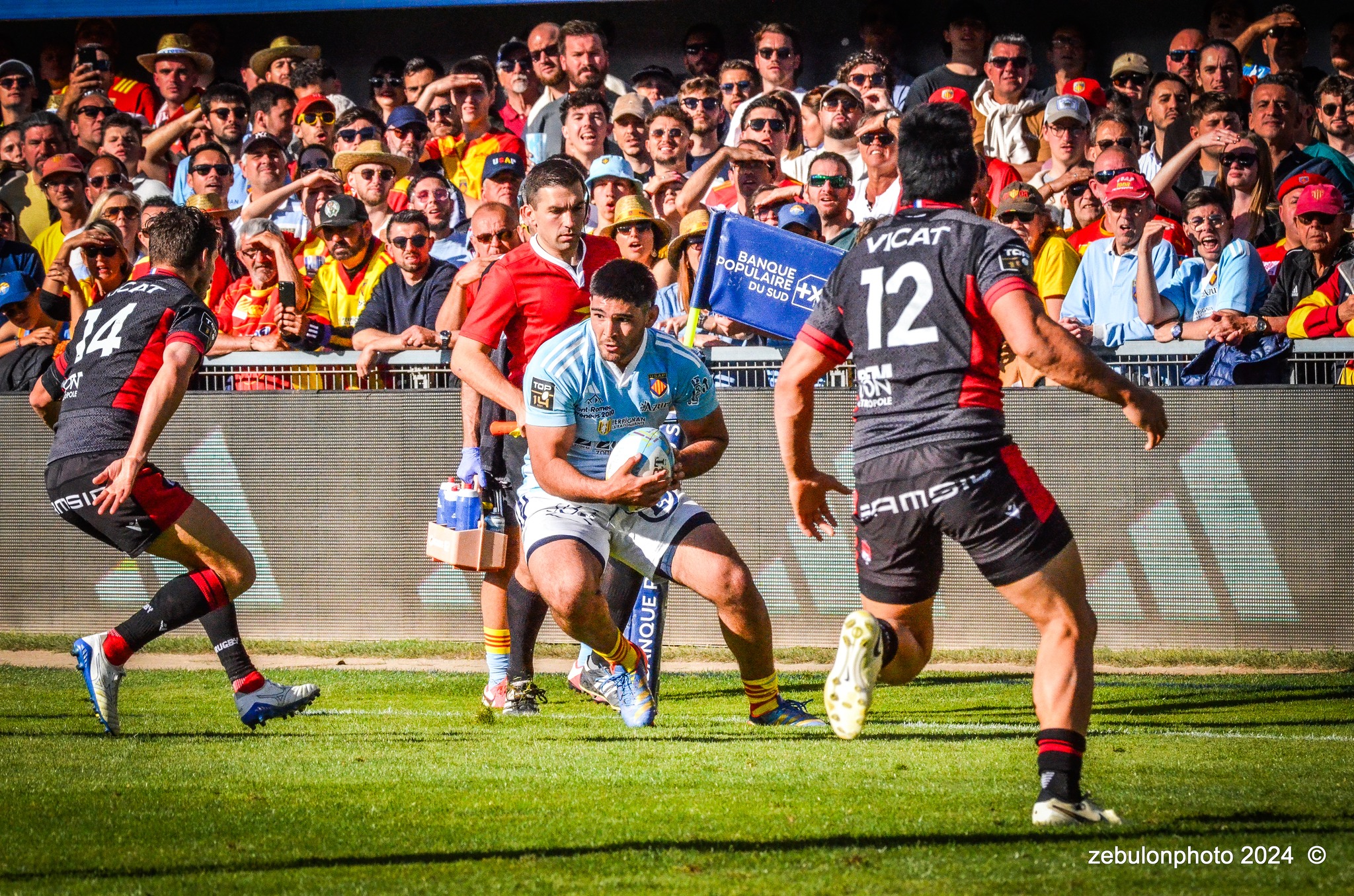  US Arlequins Perpignanais - Lyon Olympique Universitaire - Rugby - FFR 2024 - TOP14 - USAP (51) VS (20) LOU (#FFR24T14USALOU04) Photo by: Photo Zebulon | Siuxy Sports 2024-04-20