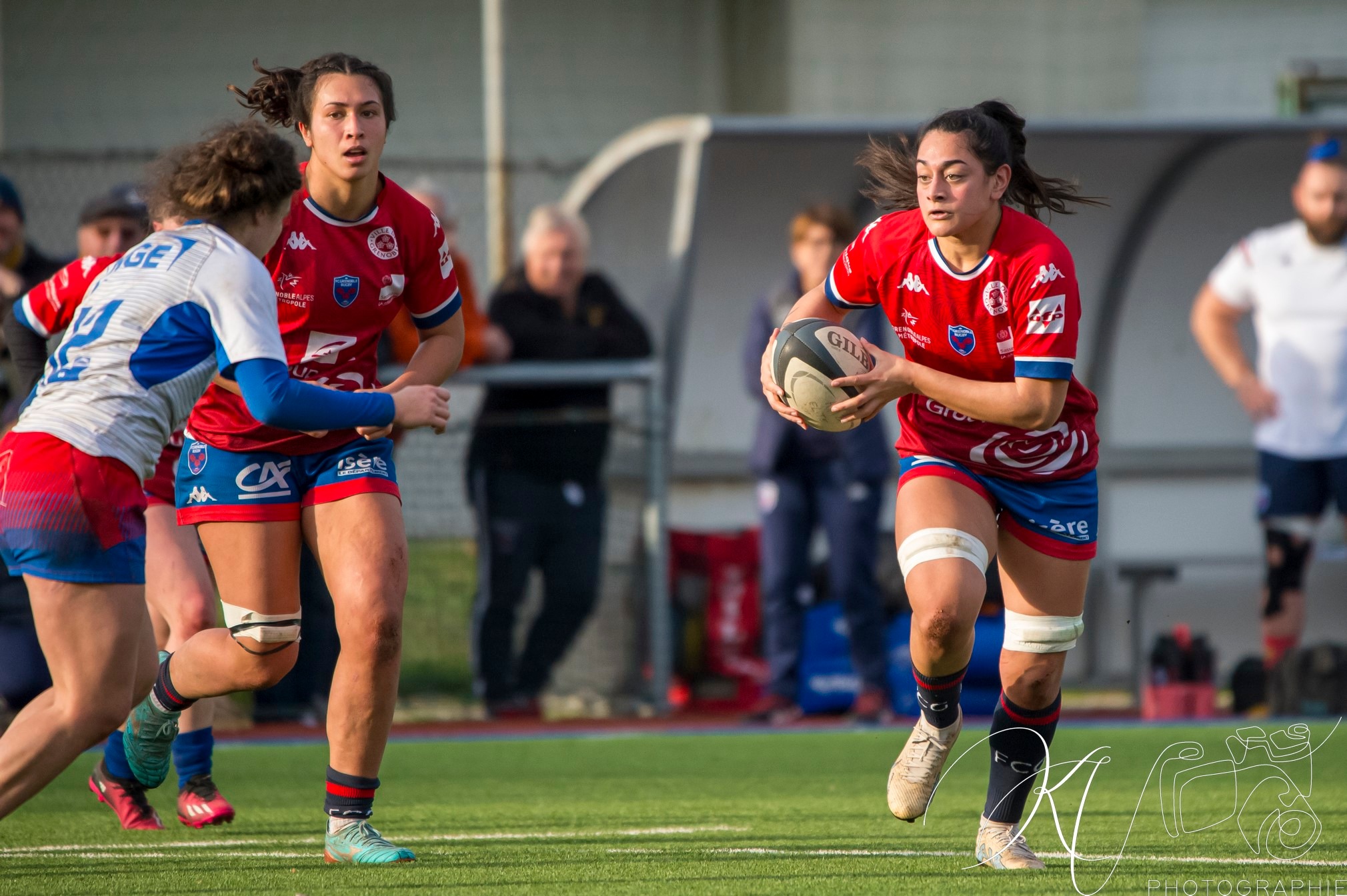 Manaé FELEU - Taïna MAKA -  FC Grenoble Rugby - Blagnac - Rugby - 2024 Élite 1 Féminine - FC Grenoble Amazones (18)  vs (13) Blagnac (#E1G24FCGBLA02) Photo by: Karine Valentin | Siuxy Sports 2024-02-18