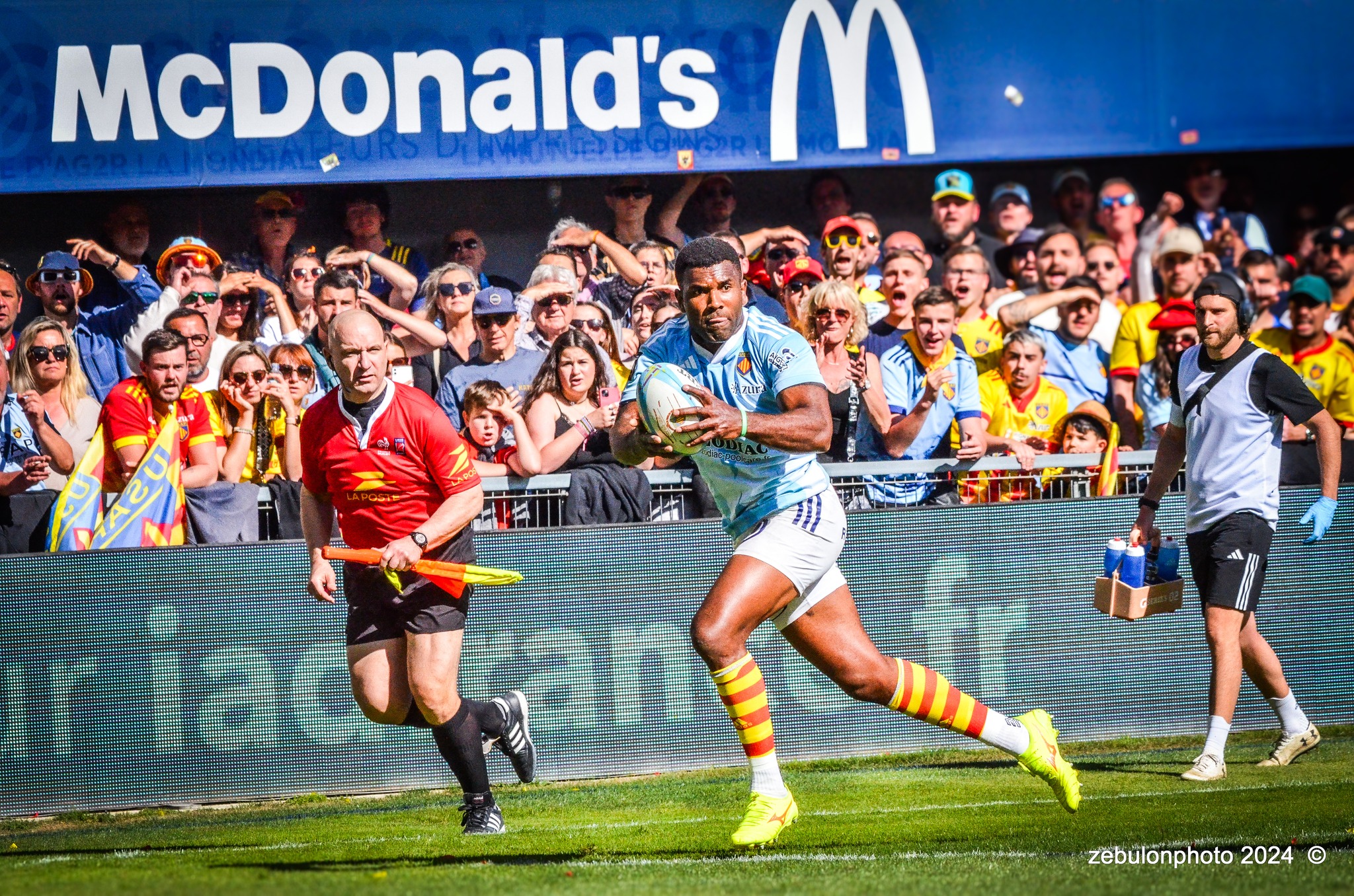  US Arlequins Perpignanais - Lyon Olympique Universitaire - Rugby - FFR 2024 - TOP14 - USAP (51) VS (20) LOU (#FFR24T14USALOU04) Photo by: Photo Zebulon | Siuxy Sports 2024-04-20