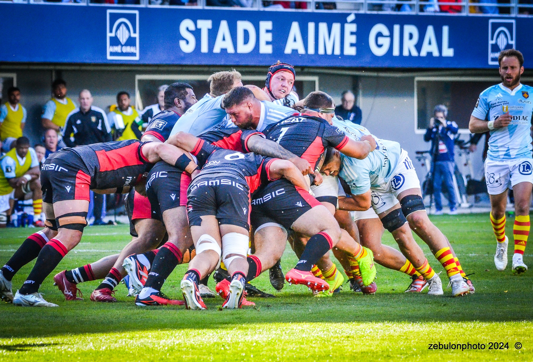  US Arlequins Perpignanais - Lyon Olympique Universitaire - Rugby - FFR 2024 - TOP14 - USAP (51) VS (20) LOU (#FFR24T14USALOU04) Photo by: Photo Zebulon | Siuxy Sports 2024-04-20