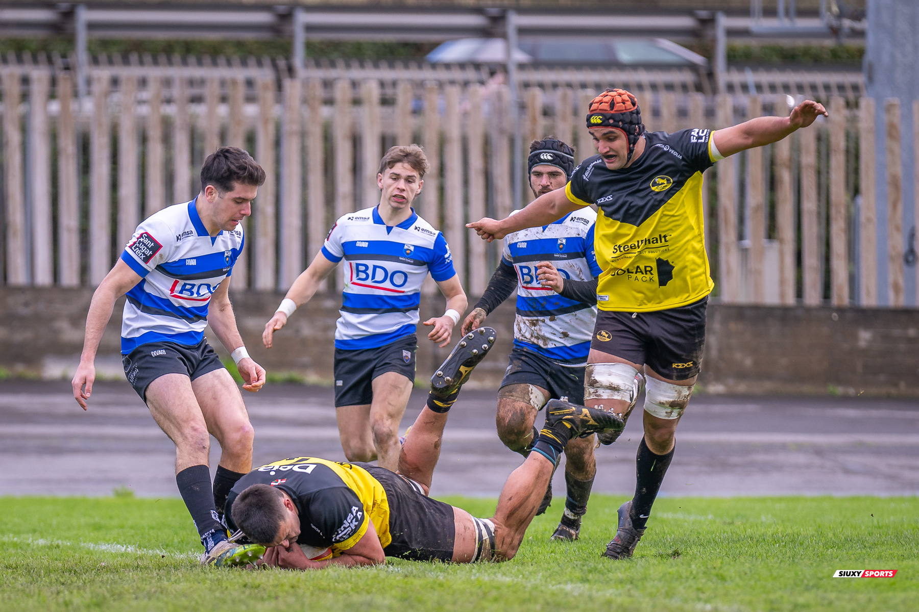 Pablo ARENAS - Pablo GOMEZ ROMAN - Albert GRIMA - Pablo ORTIZ REGNARD -  Getxo Artea Rugby Taldea - Club de Rugby Sant Cugat - Rugby - Élite Div Honor B masculina - Getxo (17) vs (5) Sant Cugat (#E24DBMGETSC03) Photo by: Fredy Monfoto | Siuxy Sports 2024-03-03