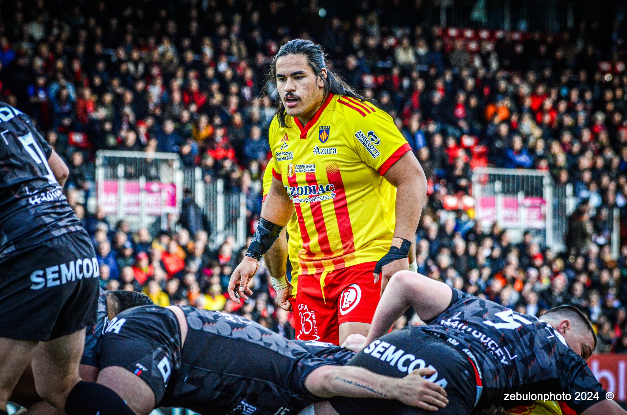  US Oyonnax Rugby - US Arlequins Perpignanais - Rugby - FFR - 2024 Top14 - Oyonnax (14) vs (15) USAP (#FFR24T14OYPP03) Photo by: Photo Zebulon | Siuxy Sports 2024-03-23