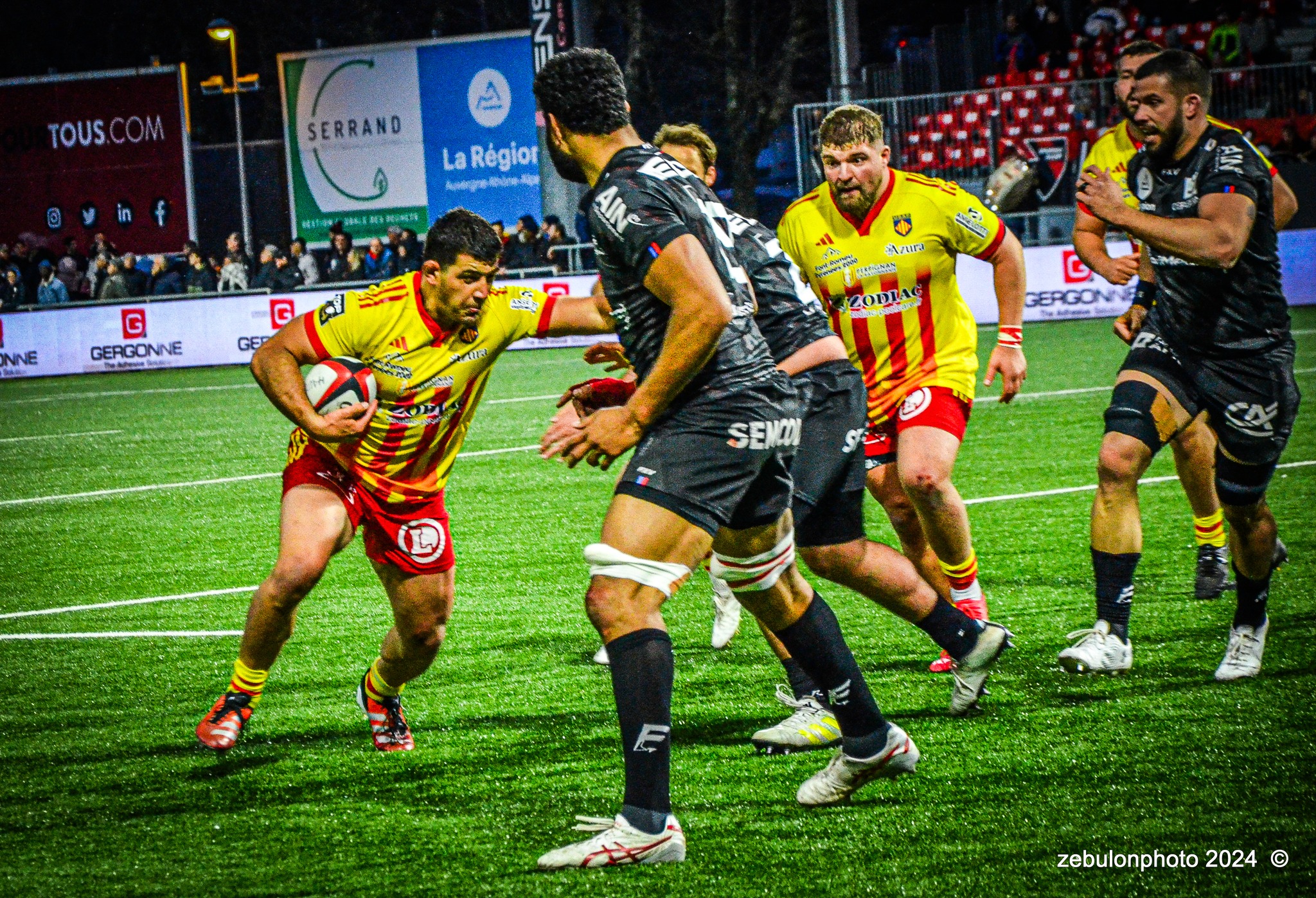  US Oyonnax Rugby - US Arlequins Perpignanais - Rugby - FFR - 2024 Top14 - Oyonnax (14) vs (15) USAP (#FFR24T14OYPP03) Photo by: Photo Zebulon | Siuxy Sports 2024-03-23