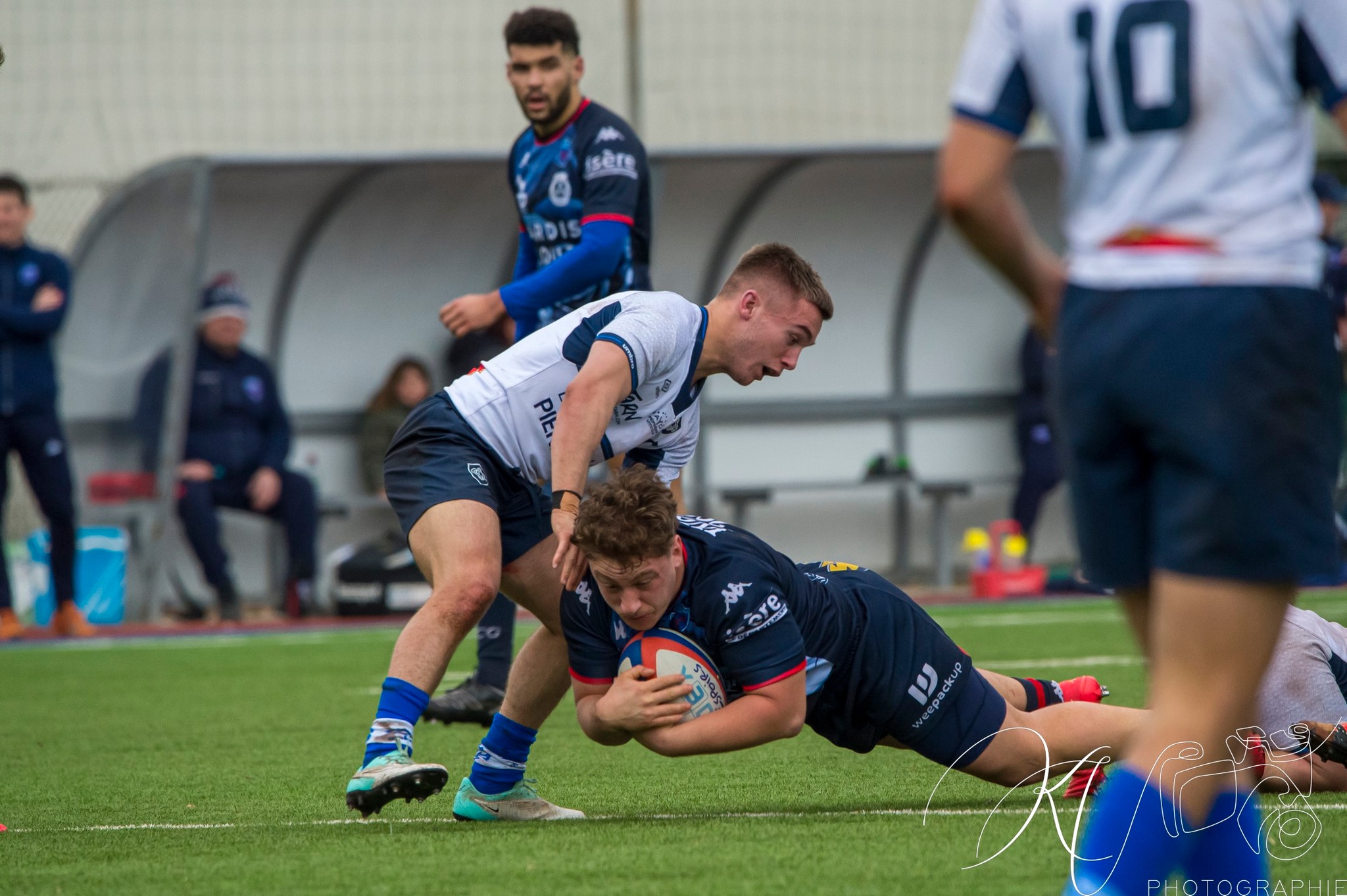 Mathis BARET - Enzo CAMILLERI -  FC Grenoble Rugby - Castres Olympique - Rugby - 2024 Espoirs - FC Grenoble (53) vs (32) Castres Olympique (#ESP24FCGCAS02) Photo by: Karine Valentin | Siuxy Sports 2024-02-17