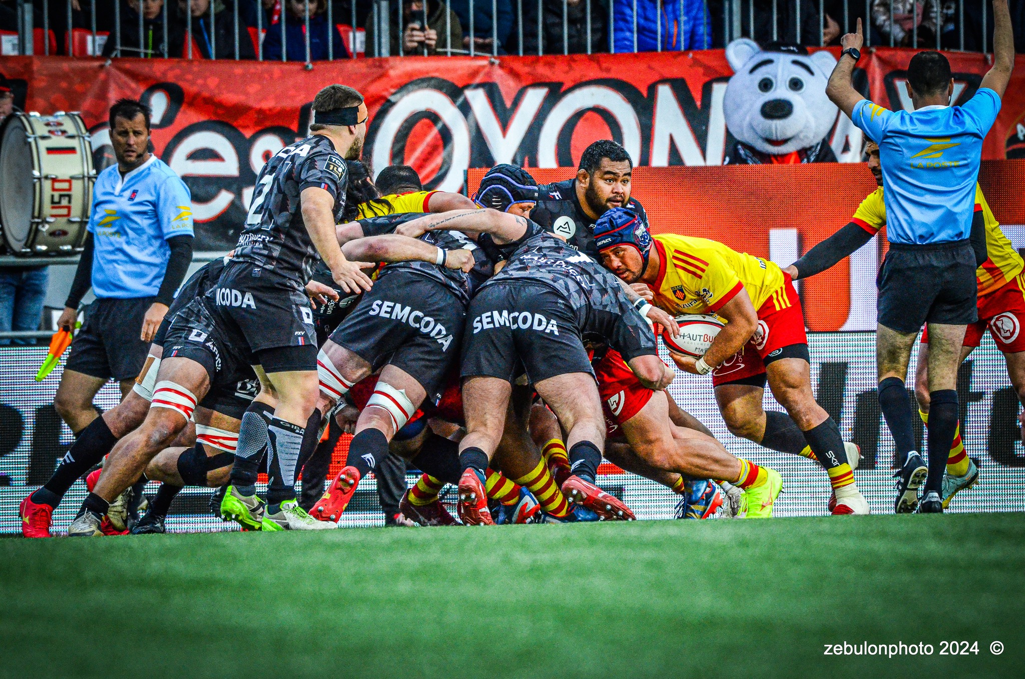  US Oyonnax Rugby - US Arlequins Perpignanais - Rugby - FFR - 2024 Top14 - Oyonnax (14) vs (15) USAP (#FFR24T14OYPP03) Photo by: Photo Zebulon | Siuxy Sports 2024-03-23