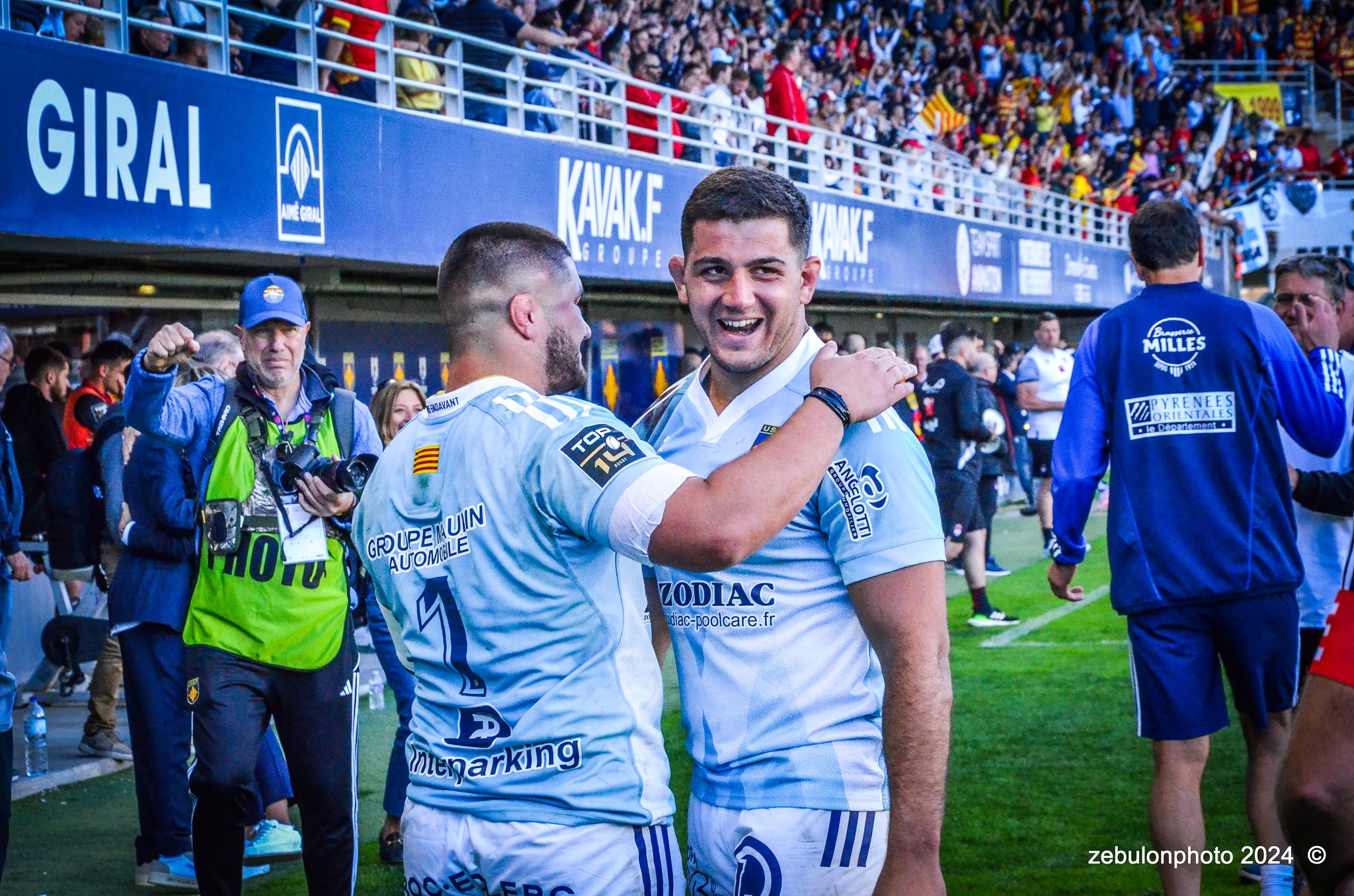  US Arlequins Perpignanais - Lyon Olympique Universitaire - Rugby - FFR 2024 - TOP14 - USAP (51) VS (20) LOU (#FFR24T14USALOU04) Photo by: Photo Zebulon | Siuxy Sports 2024-04-20