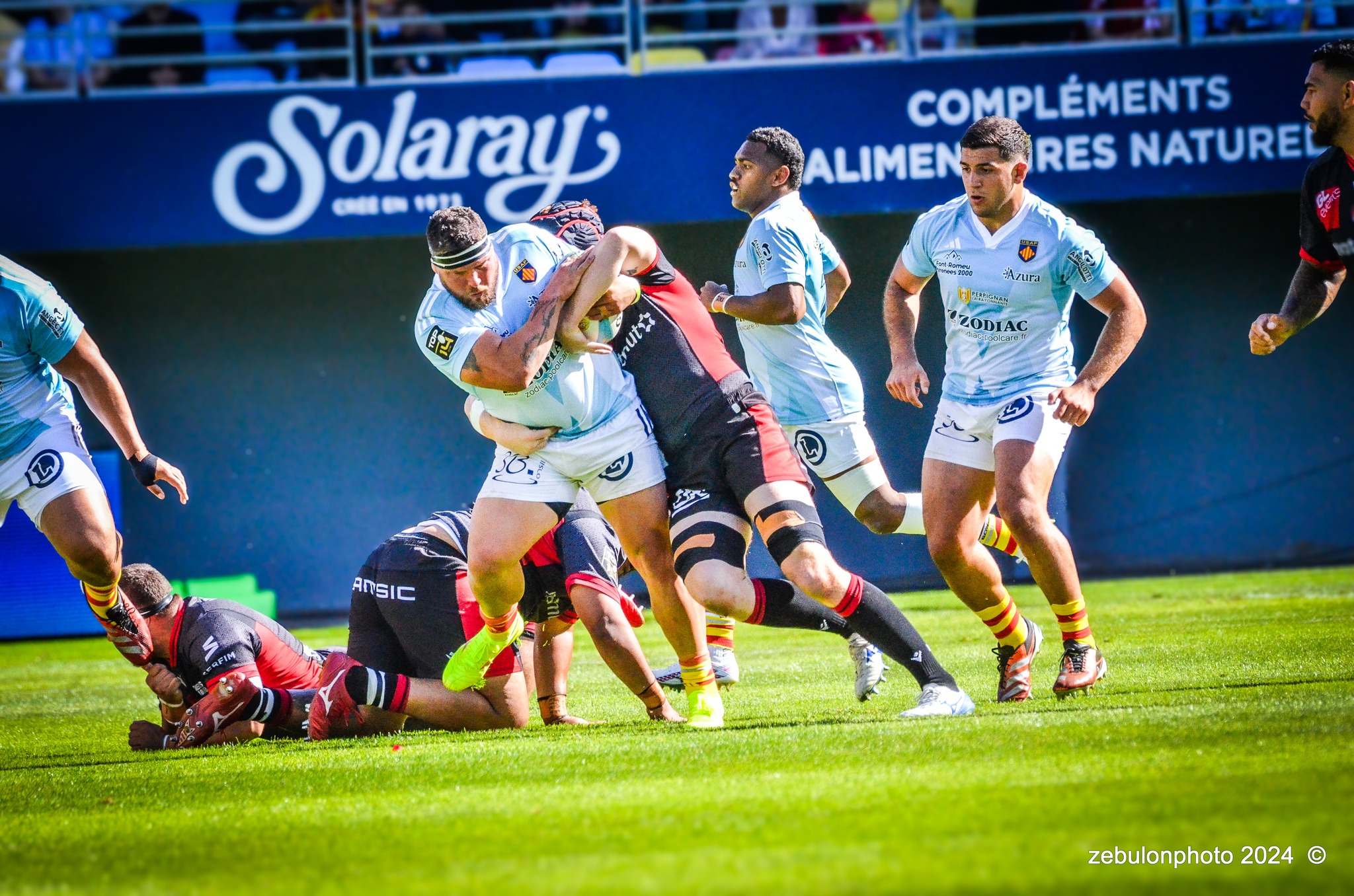  US Arlequins Perpignanais - Lyon Olympique Universitaire - Rugby - FFR 2024 - TOP14 - USAP (51) VS (20) LOU (#FFR24T14USALOU04) Photo by: Photo Zebulon | Siuxy Sports 2024-04-20