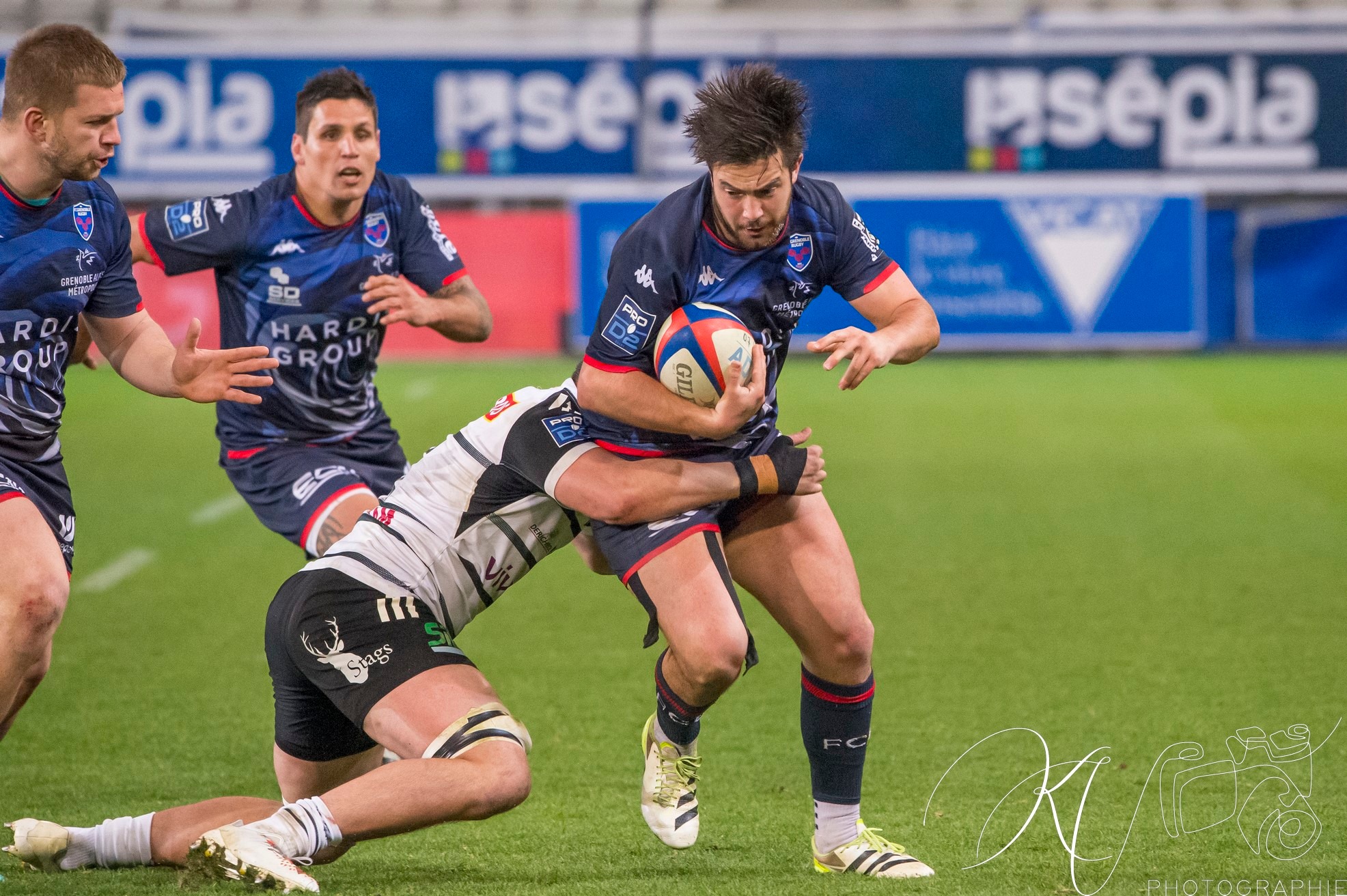Mathis SARRAGALLET - Romain TROUILLOUD -  FC Grenoble Rugby - CA Brive - Rugby - Pro D2 - FC Grenoble (40) vs (29) CA Brive (#PD224FCGBRI02) Photo by: Karine Valentin | Siuxy Sports 2024-02-15