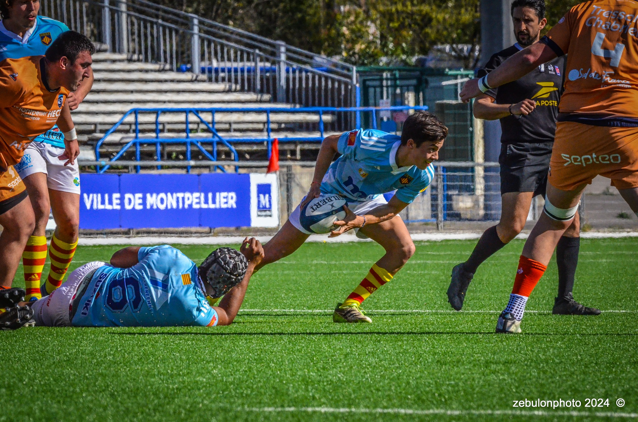  Montpellier Hérault Rugby - US Arlequins Perpignanais - Rugby - 2024 Espoirs - Montpellier (18) vs (7) Perpignan (#ESP24MHRUSAP03) Photo by: Photo Zebulon | Siuxy Sports 2024-03-16