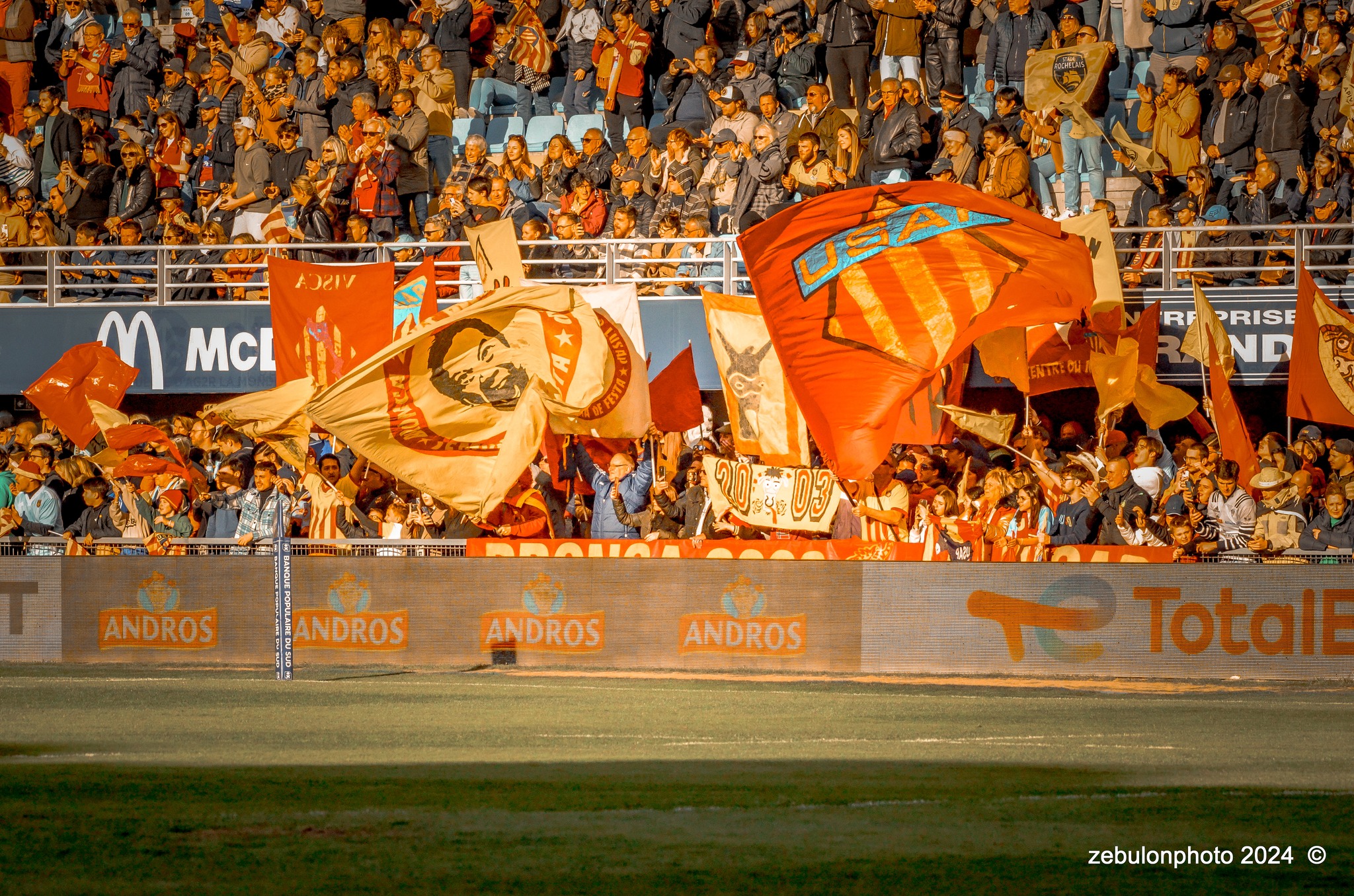  US Arlequins Perpignanais - Stade Rochelais - Rugby - TOP 14 - Perpignan (27) vs (15) La Rochelle (#TOP12USAPSR02) Photo by: Photo Zebulon | Siuxy Sports 2024-02-24