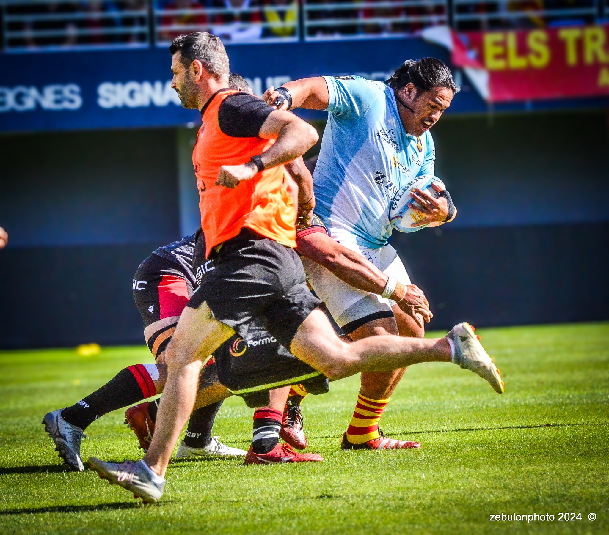  US Arlequins Perpignanais - Lyon Olympique Universitaire - Rugby - FFR 2024 - TOP14 - USAP (51) VS (20) LOU (#FFR24T14USALOU04) Photo by: Photo Zebulon | Siuxy Sports 2024-04-20