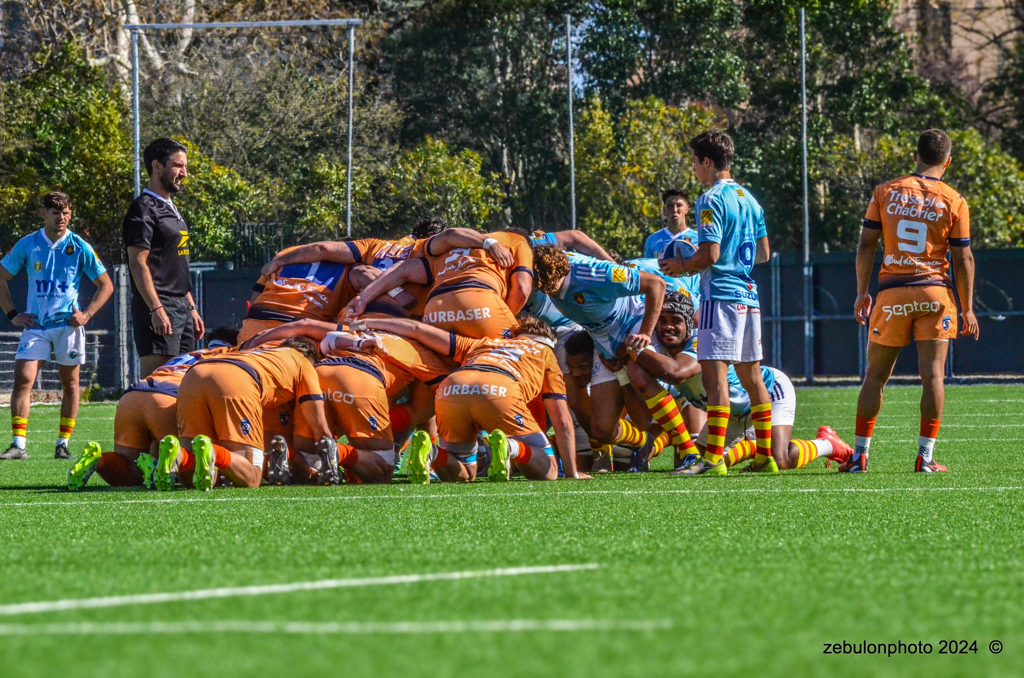  Montpellier Hérault Rugby - US Arlequins Perpignanais - Rugby - 2024 Espoirs - Montpellier (18) vs (7) Perpignan (#ESP24MHRUSAP03) Photo by: Photo Zebulon | Siuxy Sports 2024-03-16