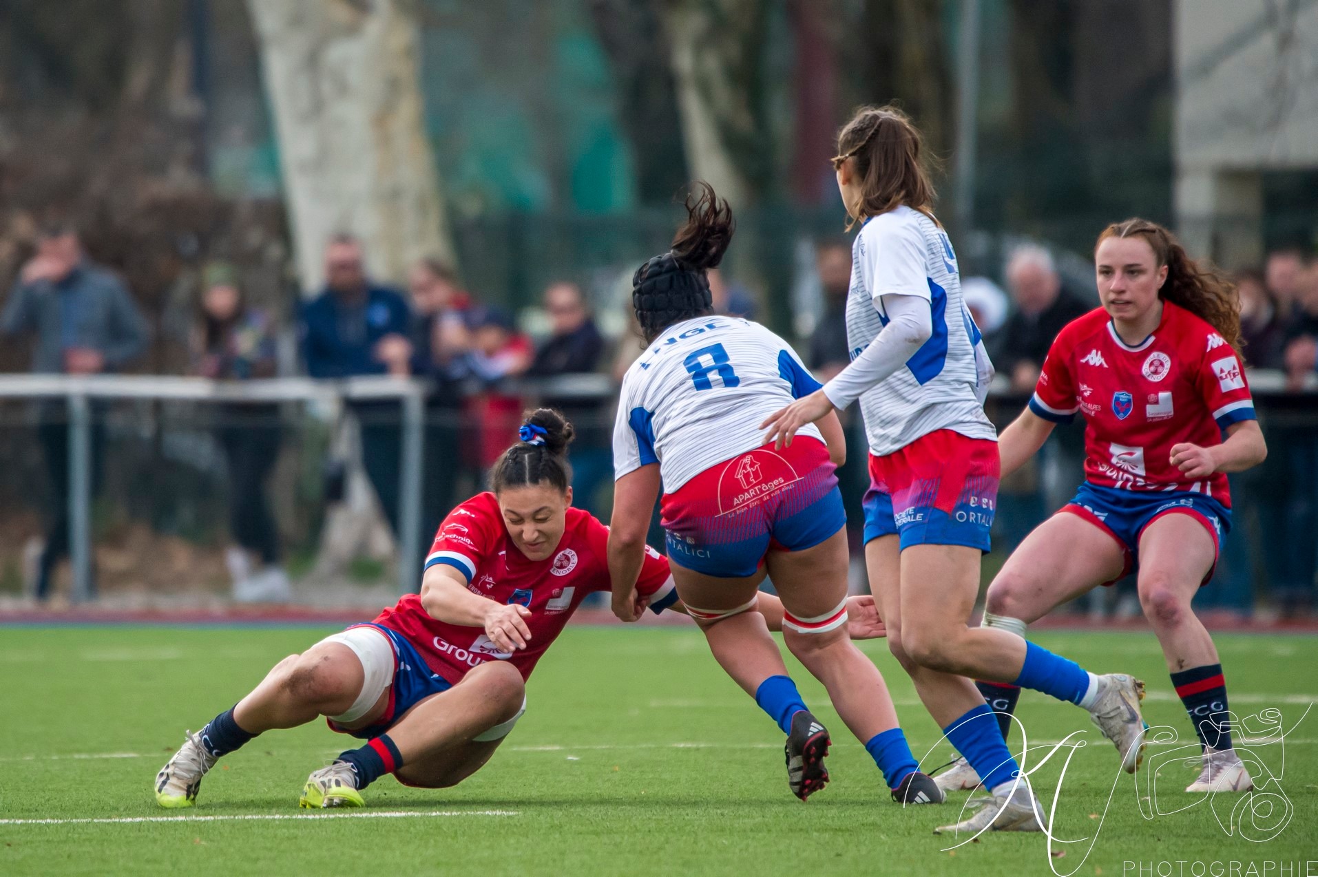 Sana LAGRANDEUR - Florine THIRON -  FC Grenoble Rugby - Blagnac - Rugby - 2024 Élite 1 Féminine - FC Grenoble Amazones (18)  vs (13) Blagnac (#E1G24FCGBLA02) Photo by: Karine Valentin | Siuxy Sports 2024-02-18
