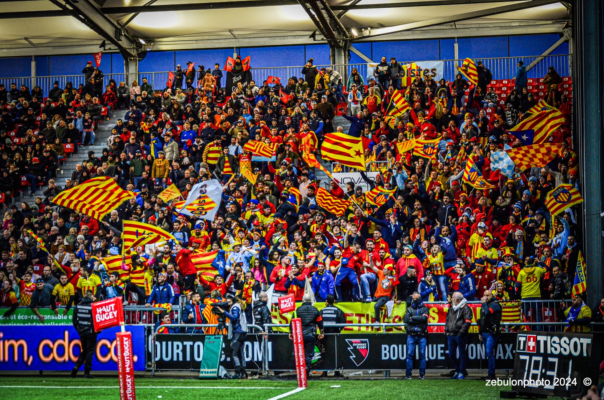  US Oyonnax Rugby - US Arlequins Perpignanais - Rugby - FFR - 2024 Top14 - Oyonnax (14) vs (15) USAP (#FFR24T14OYPP03) Photo by: Photo Zebulon | Siuxy Sports 2024-03-23