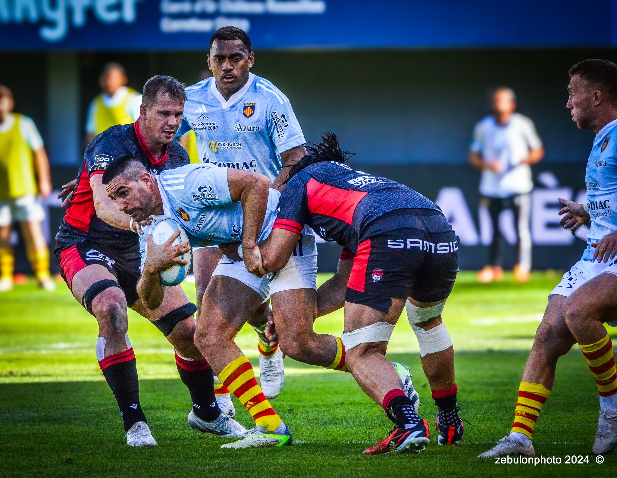  US Arlequins Perpignanais - Lyon Olympique Universitaire - Rugby - FFR 2024 - TOP14 - USAP (51) VS (20) LOU (#FFR24T14USALOU04) Photo by: Photo Zebulon | Siuxy Sports 2024-04-20