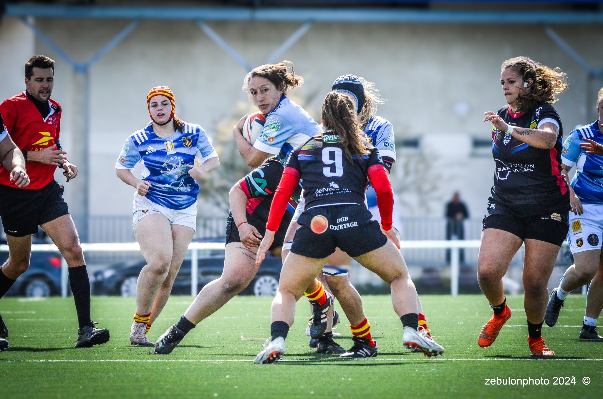  US Arlequins Perpignanais - RC Toulonnais - Rugby - FFR 2024 - Fed 2 Fém - USAP XV (5) vs (10) Toulon    (#FFR24F2FPERTOU03) Photo by: Photo Zebulon | Siuxy Sports 2024-03-31