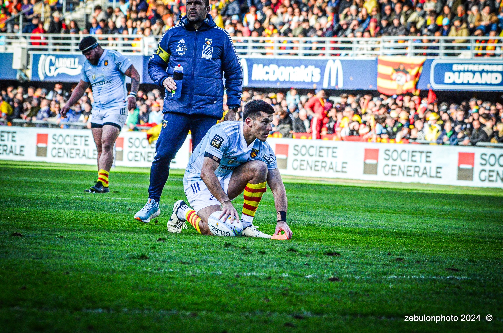  US Arlequins Perpignanais - Stade Rochelais - Rugby - TOP 14 - Perpignan (27) vs (15) La Rochelle (#TOP12USAPSR02) Photo by: Photo Zebulon | Siuxy Sports 2024-02-24