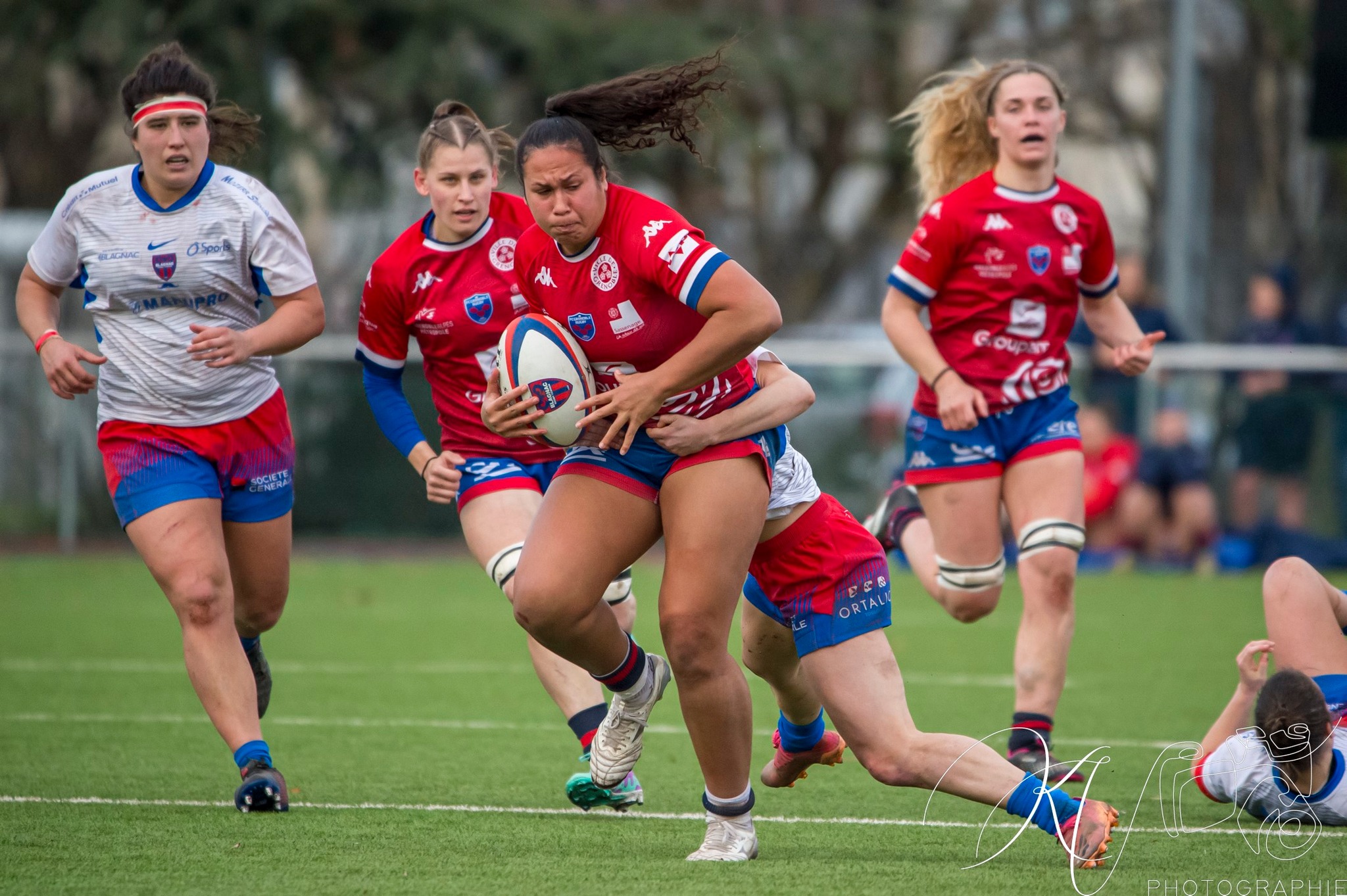 Téani FELEU - Emeline GROS -  FC Grenoble Rugby - Blagnac - Rugby - 2024 Élite 1 Féminine - FC Grenoble Amazones (18)  vs (13) Blagnac (#E1G24FCGBLA02) Photo by: Karine Valentin | Siuxy Sports 2024-02-18