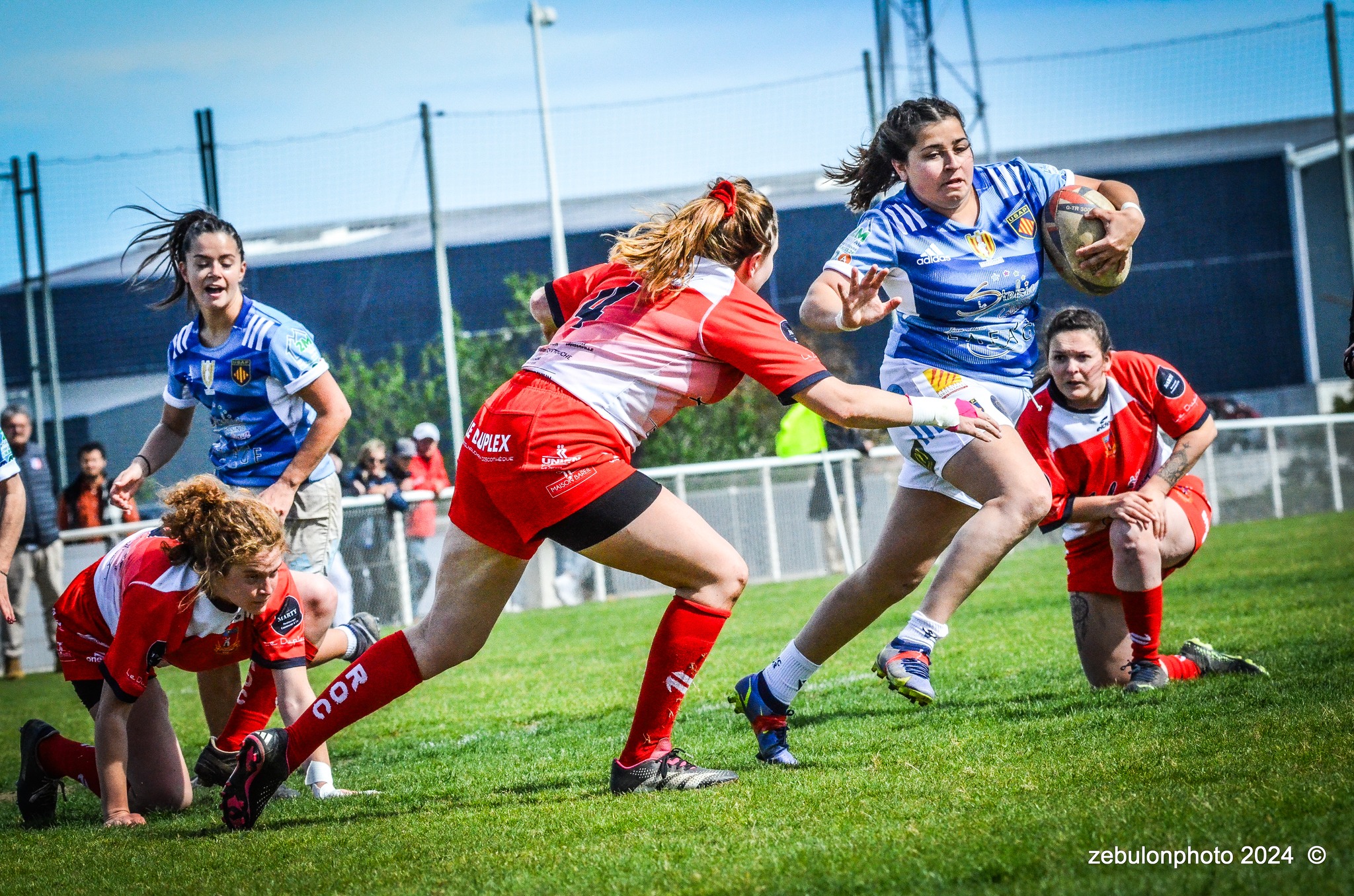 US Arlequins Perpignanais - RO Castelnaudary - Rugby - FFR 2024 - Fed 2 Fém - USAP XV (55) vs (7) RO Castelnaudary     (#FFR24F2FPERCAS03) Photo by: Photo Zebulon | Siuxy Sports 2024-03-30
