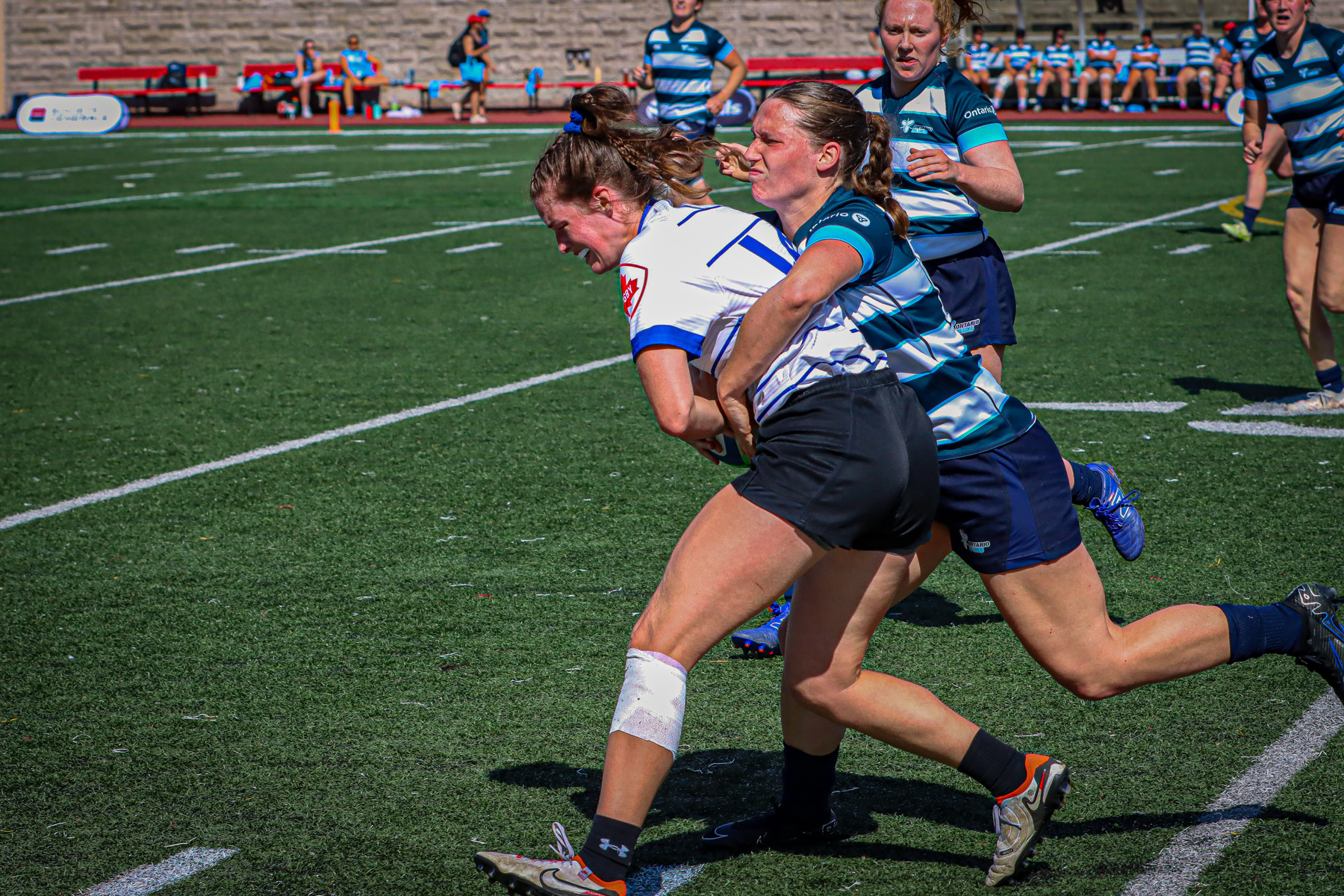  Équipe féminine - Rugby Québec - Ontario Blues (w) - Rugby - QORC-CROQ 2024 - FINALS - QUÉBEC EST (37) VS (13) ONTARIO EST - 1ST POSITION - Reel Mayarts (#QORC24QCEONE16) Photo by: Photo Mayarts | Siuxy Sports 2024-06-01