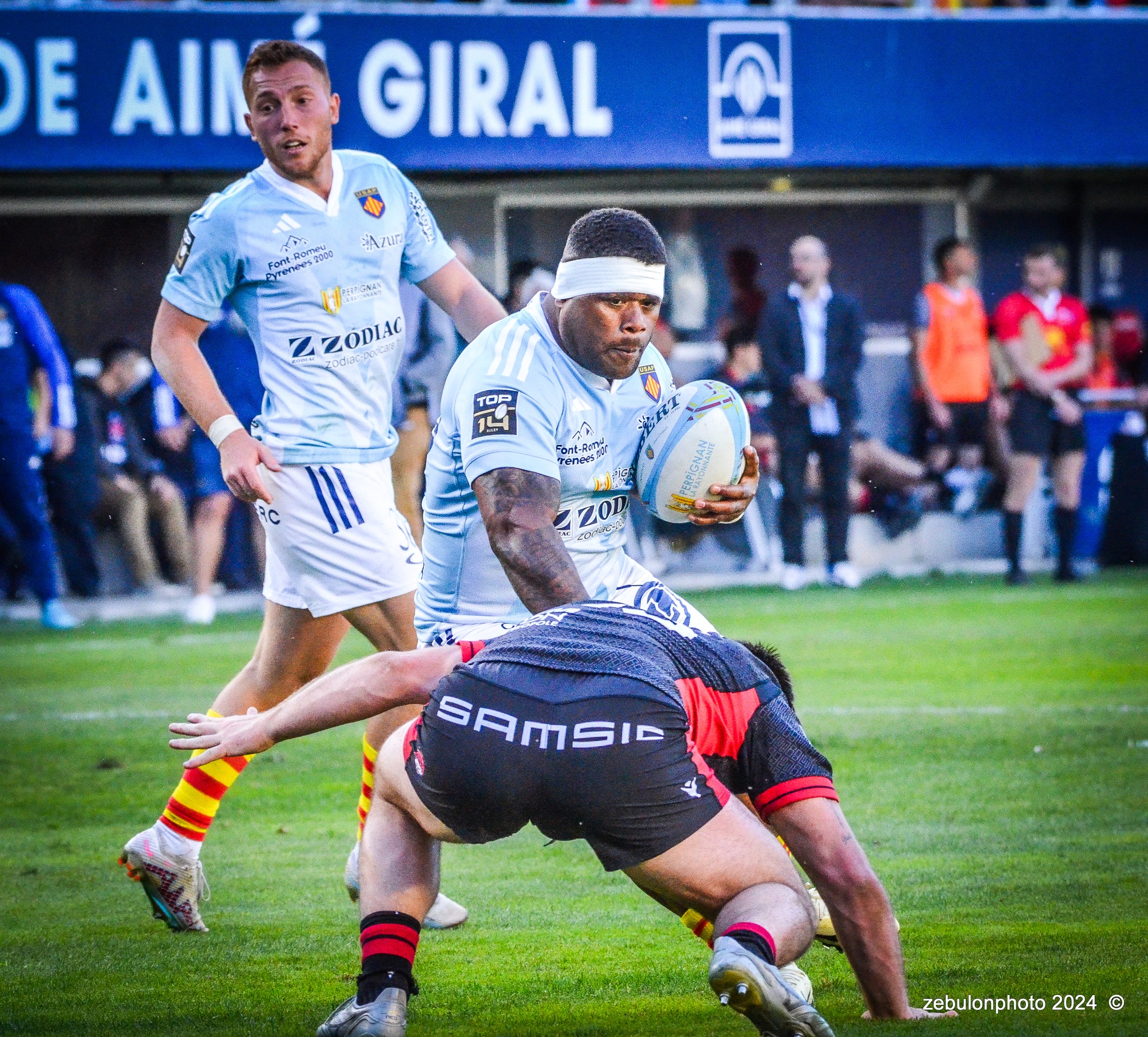  US Arlequins Perpignanais - Lyon Olympique Universitaire - Rugby - FFR 2024 - TOP14 - USAP (51) VS (20) LOU (#FFR24T14USALOU04) Photo by: Photo Zebulon | Siuxy Sports 2024-04-20
