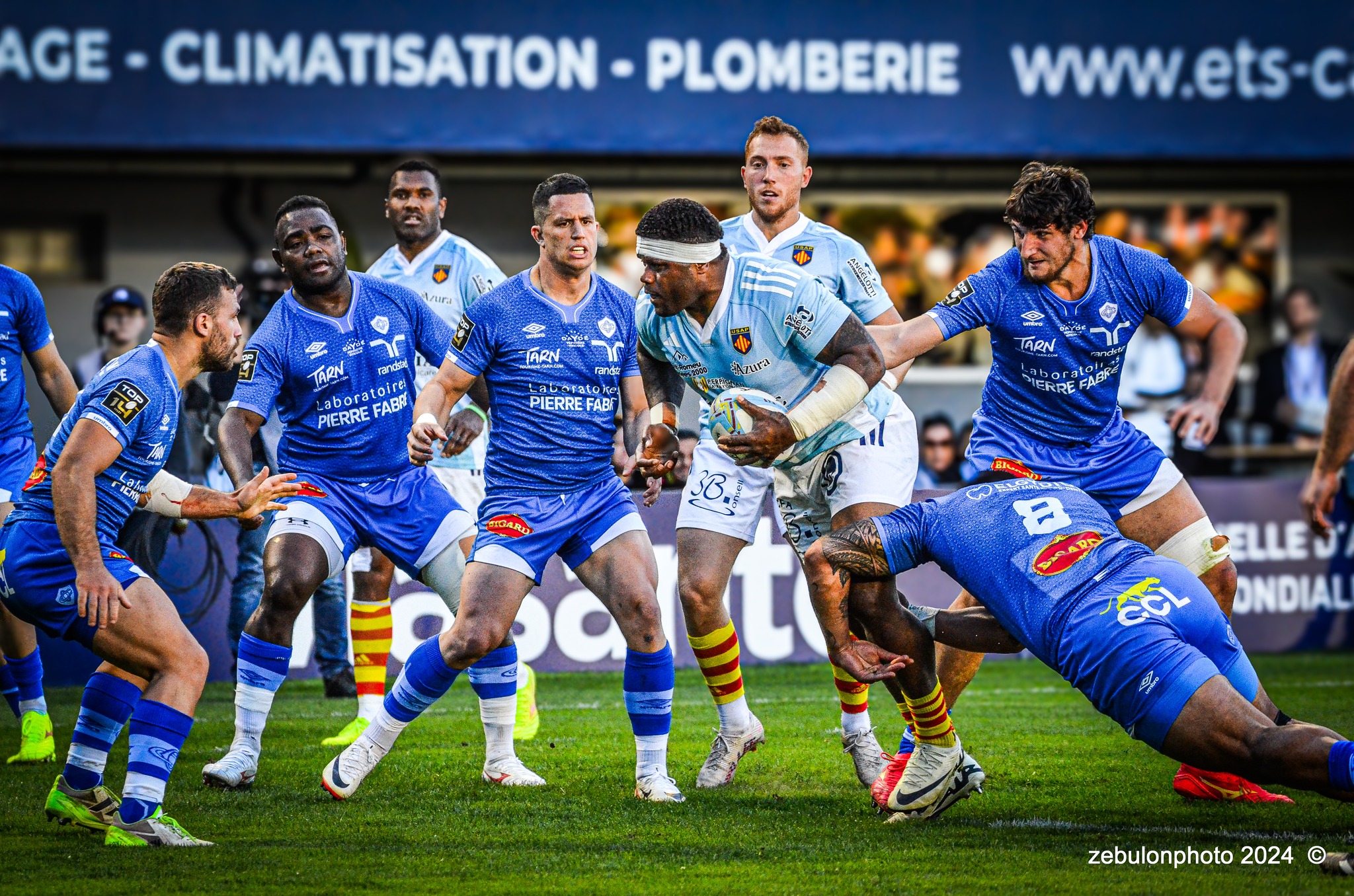  US Arlequins Perpignanais - Castres Olympique - Rugby - FFR 2024 - Top14 - USAP (43) vs (12) Castres  (#FFR24TOPPERCAS03) Photo by: Photo Zebulon | Siuxy Sports 2024-03-30