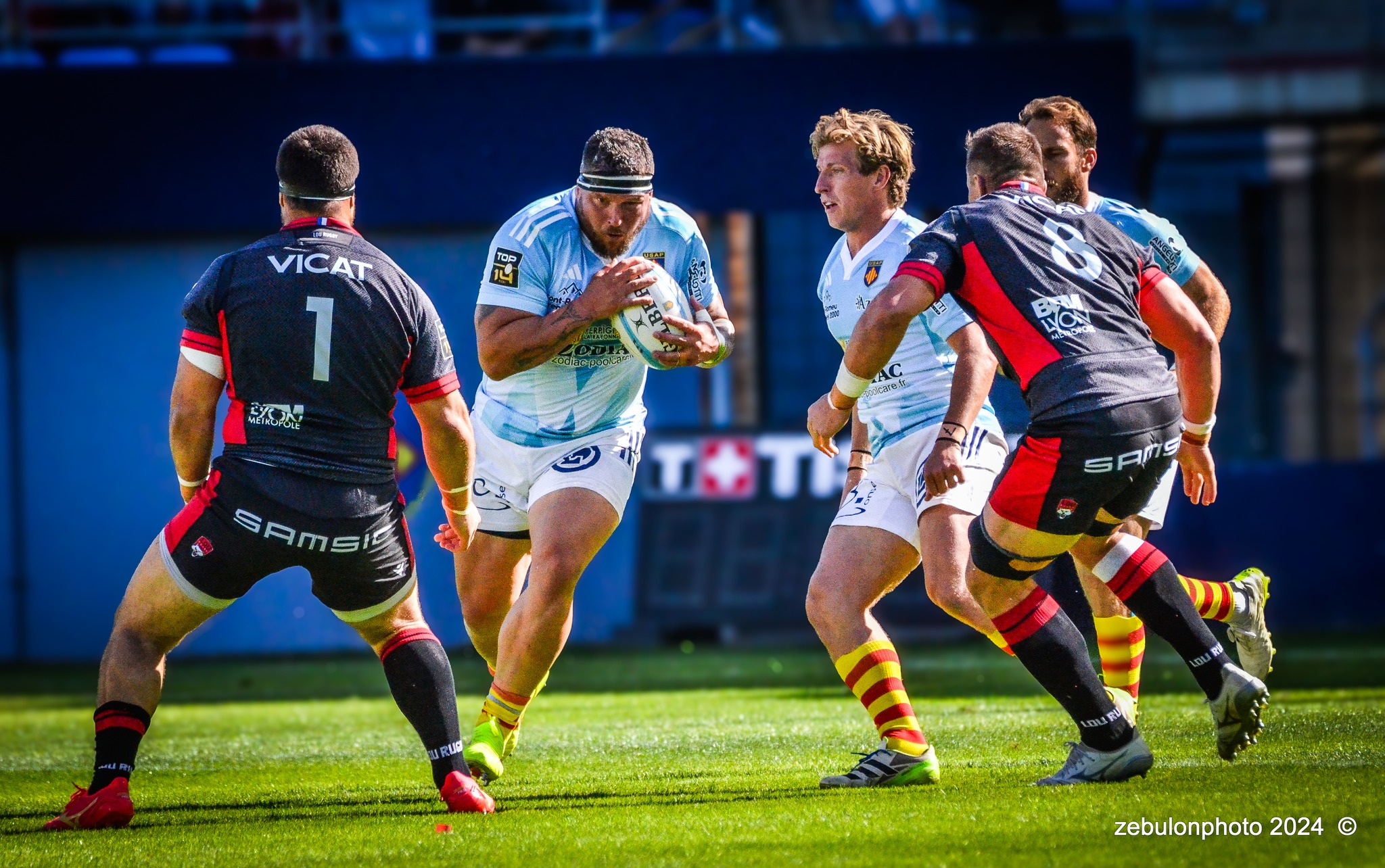  US Arlequins Perpignanais - Lyon Olympique Universitaire - Rugby - FFR 2024 - TOP14 - USAP (51) VS (20) LOU (#FFR24T14USALOU04) Photo by: Photo Zebulon | Siuxy Sports 2024-04-20