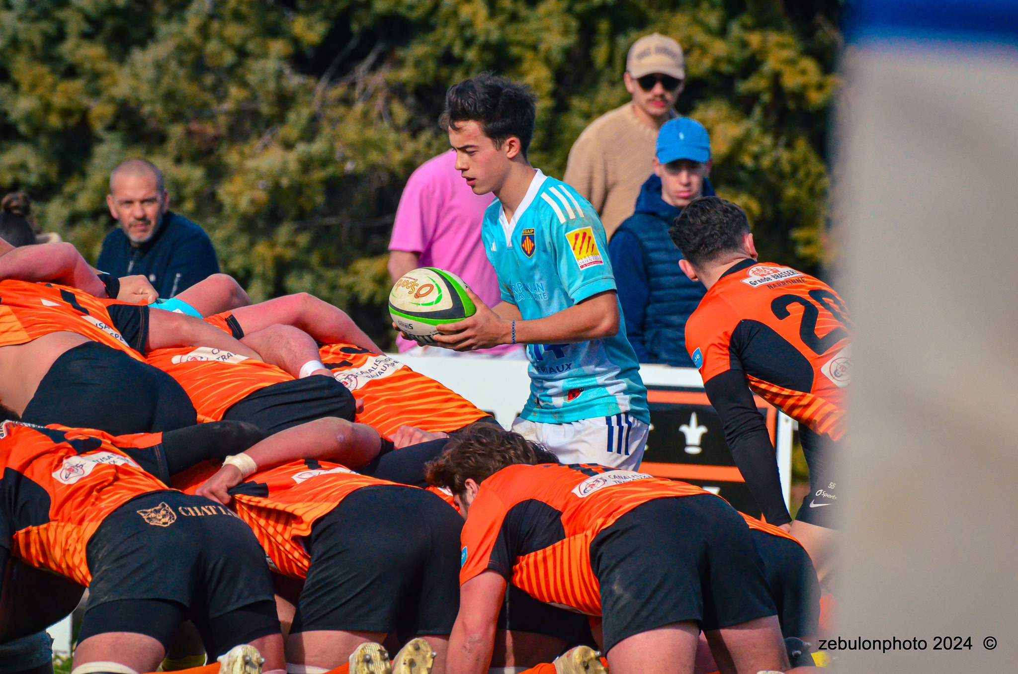  Racing Club Narbonnais - US Arlequins Perpignanais - Rugby - Espoirs - Narbonne vs USAP (#ESP24RCNUSAP02) Photo by: Photo Zebulon | Siuxy Sports 2024-02-17