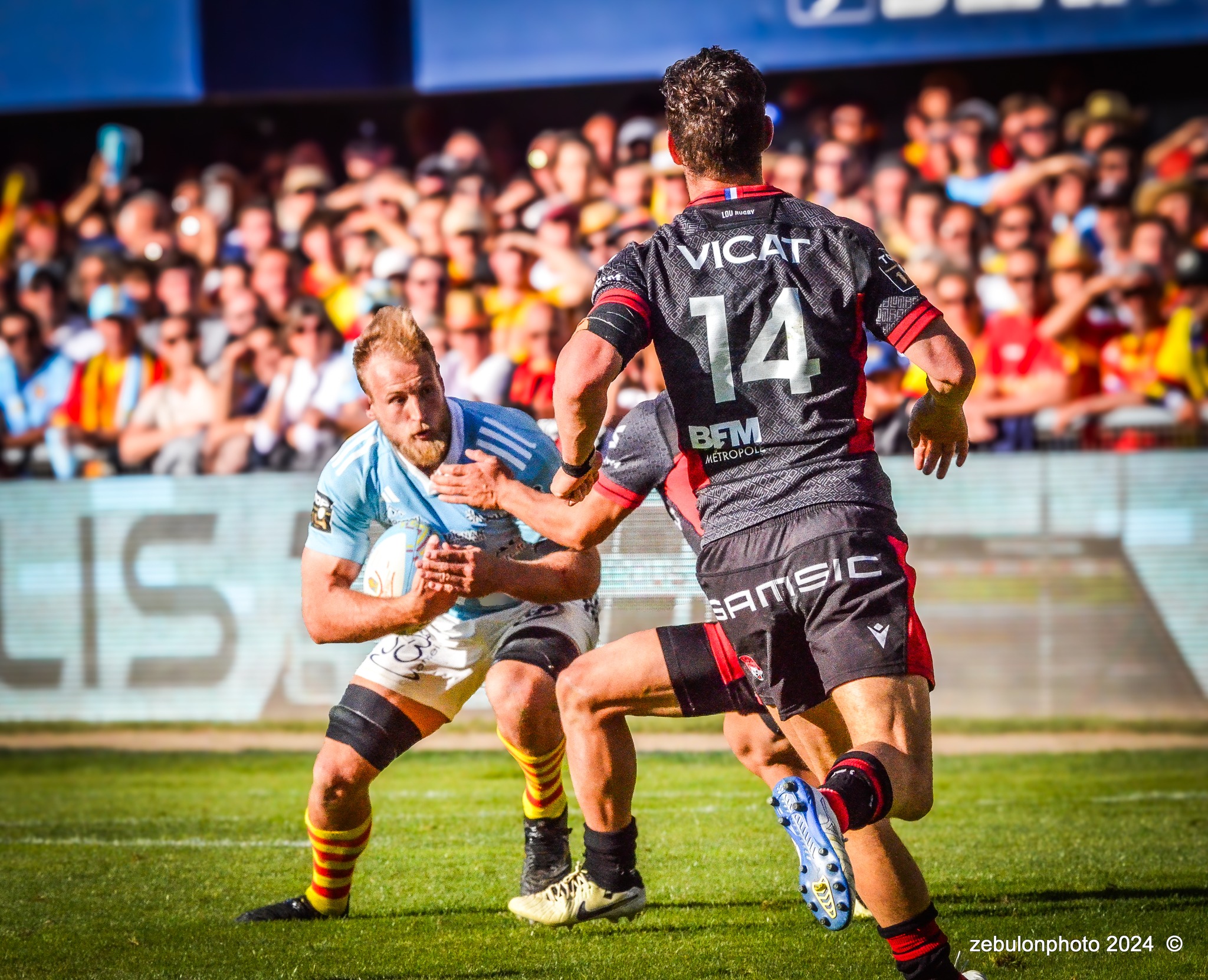  US Arlequins Perpignanais - Lyon Olympique Universitaire - Rugby - FFR 2024 - TOP14 - USAP (51) VS (20) LOU (#FFR24T14USALOU04) Photo by: Photo Zebulon | Siuxy Sports 2024-04-20