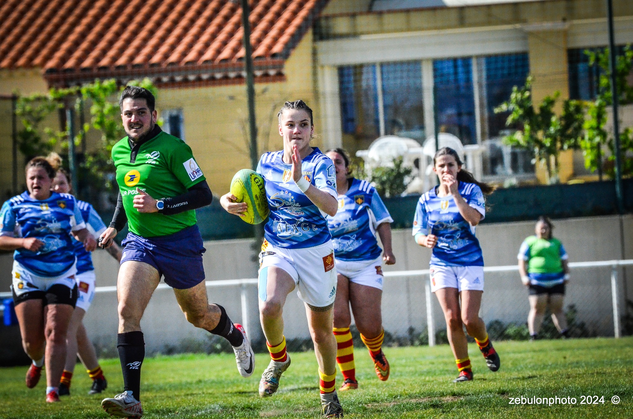  US Arlequins Perpignanais - RO Castelnaudary - Rugby - FFR 2024 - Fed 2 Fém - USAP XV (55) vs (7) RO Castelnaudary     (#FFR24F2FPERCAS03) Photo by: Photo Zebulon | Siuxy Sports 2024-03-30